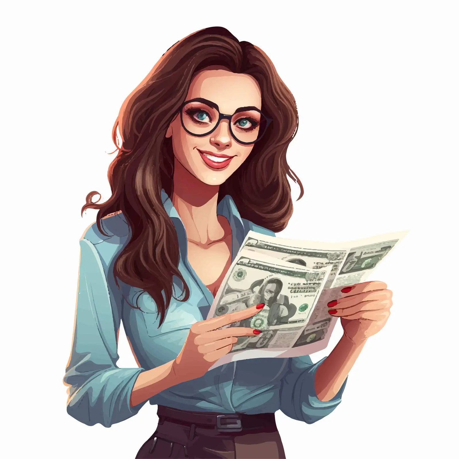 Woman Rating Money News Cartoon Vector Illustration – free money management image from Dotvec