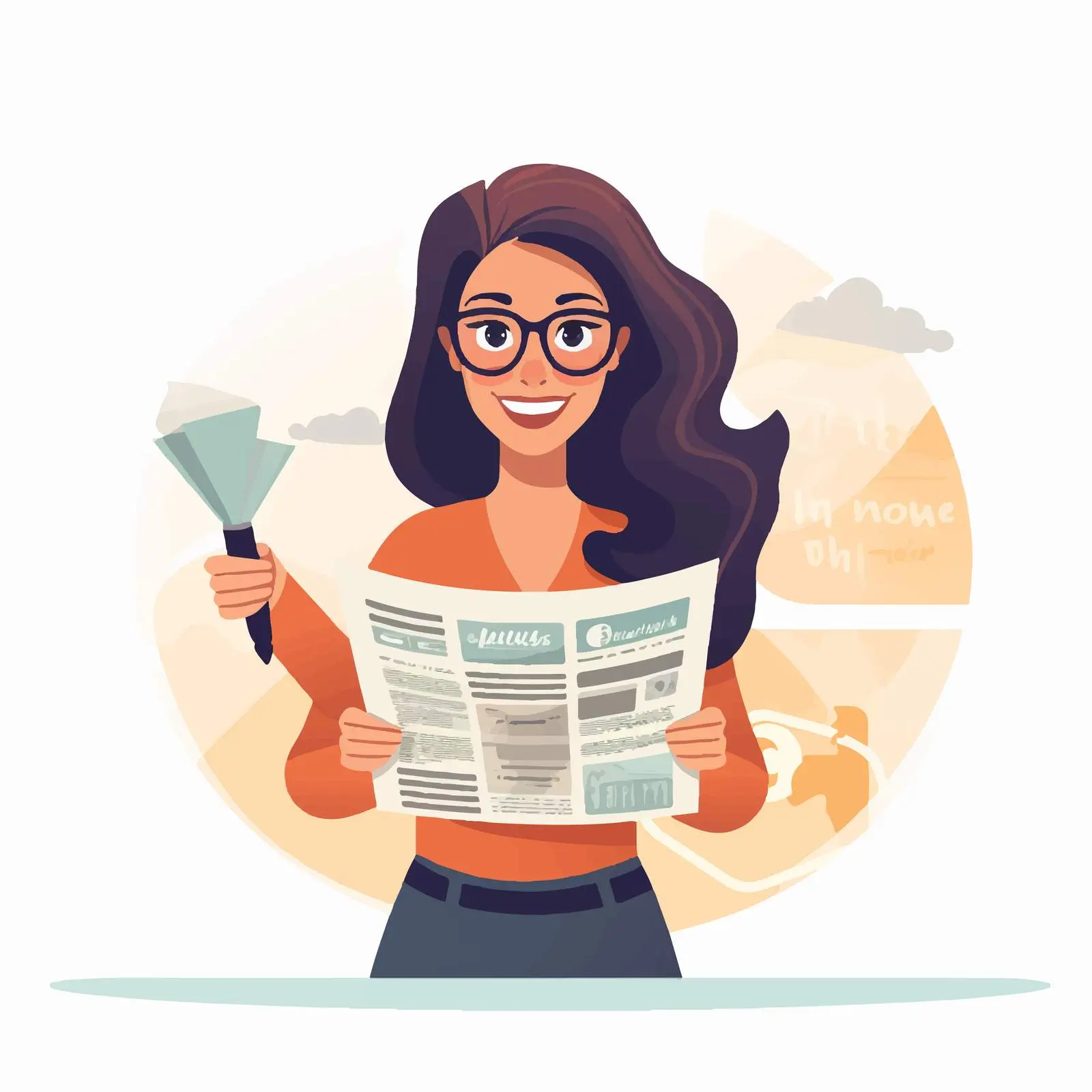 Woman Rating News Money Cartoon Vector Illustration — free download from Dotvec