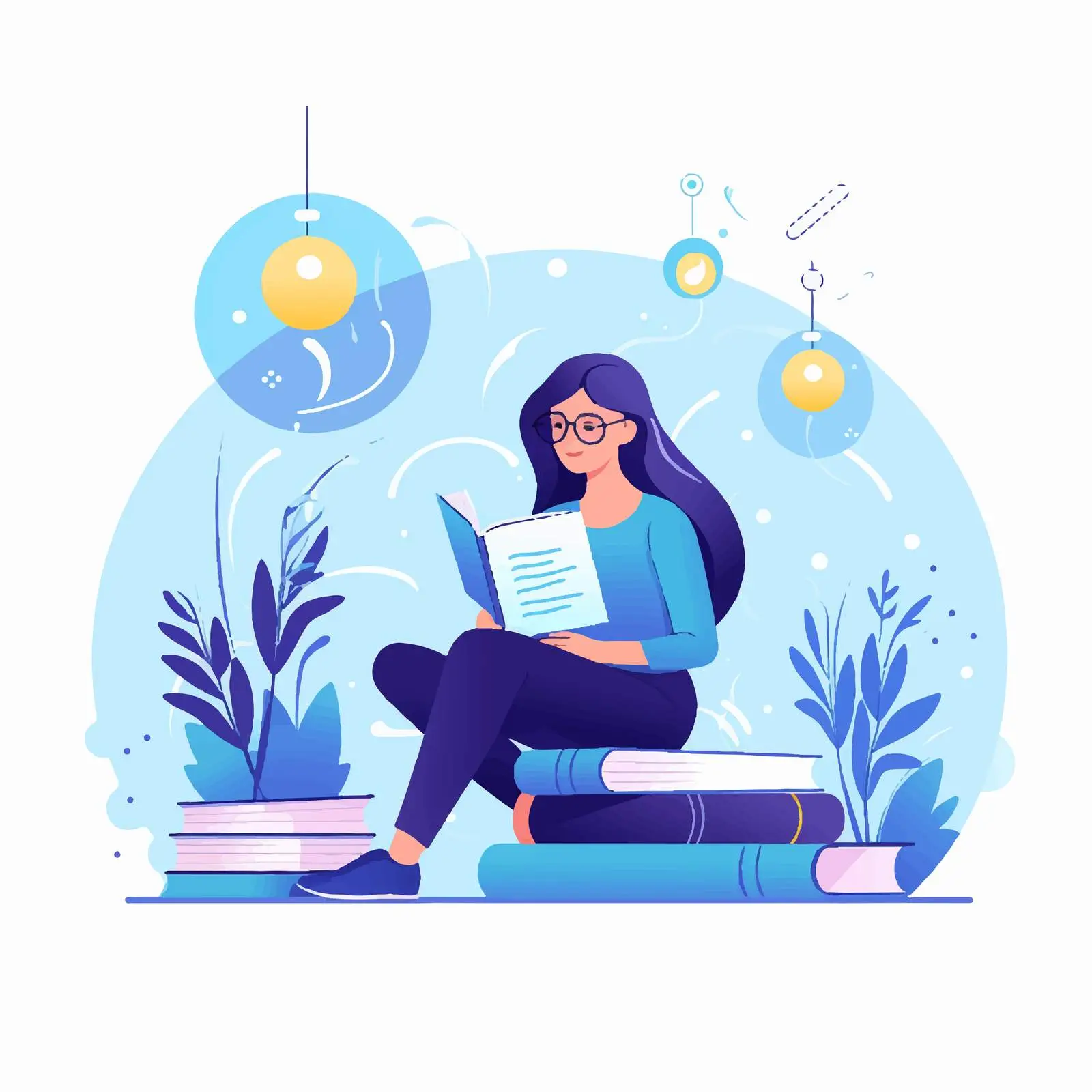 Student Woman Reading Book for Knowledge — free download from Dotvec
