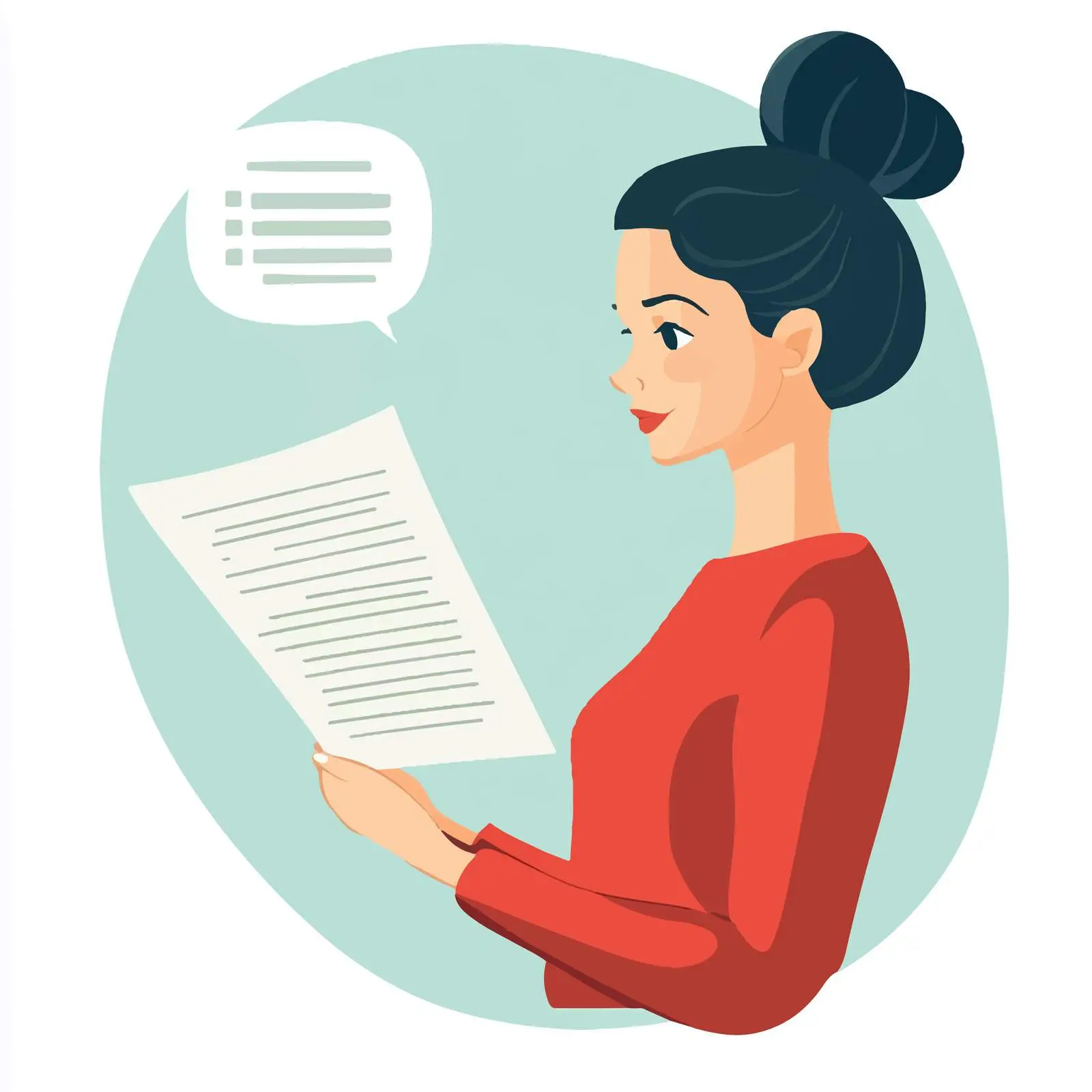 Woman Reading Document with Information Sign — free download from Dotvec