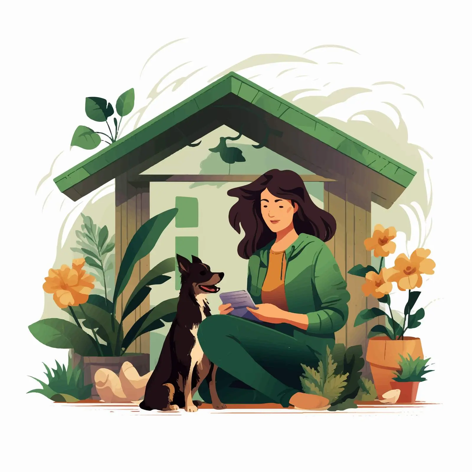 Woman Replanting Potted Plants Under Garden Shelter — free download from Dotvec