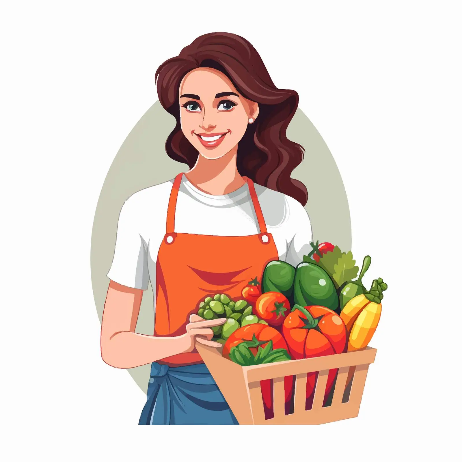 Woman Shopping for Fresh Ingredients Illustration – free veggies image from Dotvec