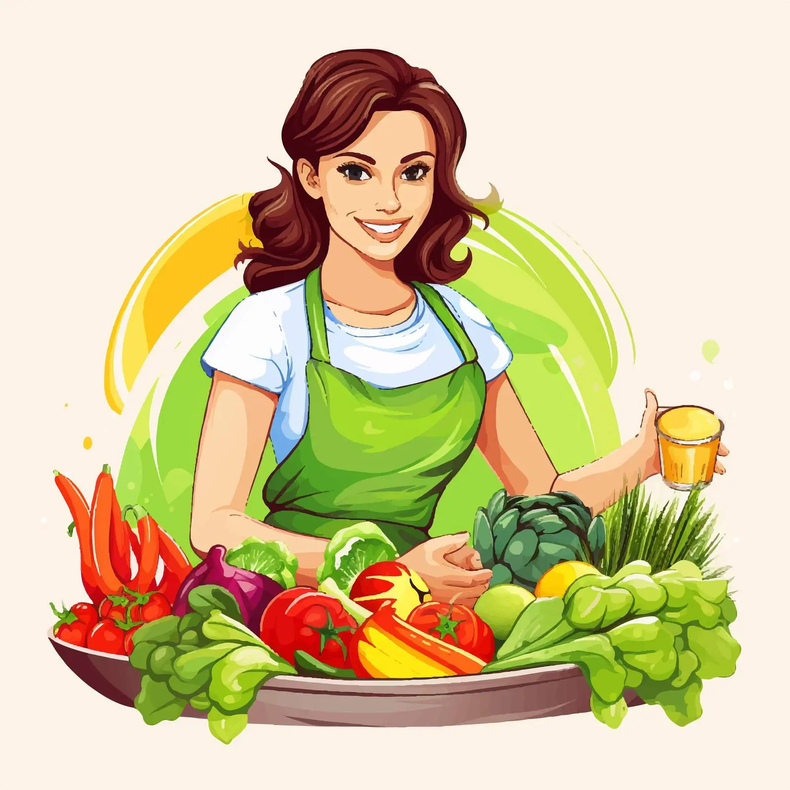 Woman Shopping for Fresh Ingredients Illustration — free download from Dotvec
