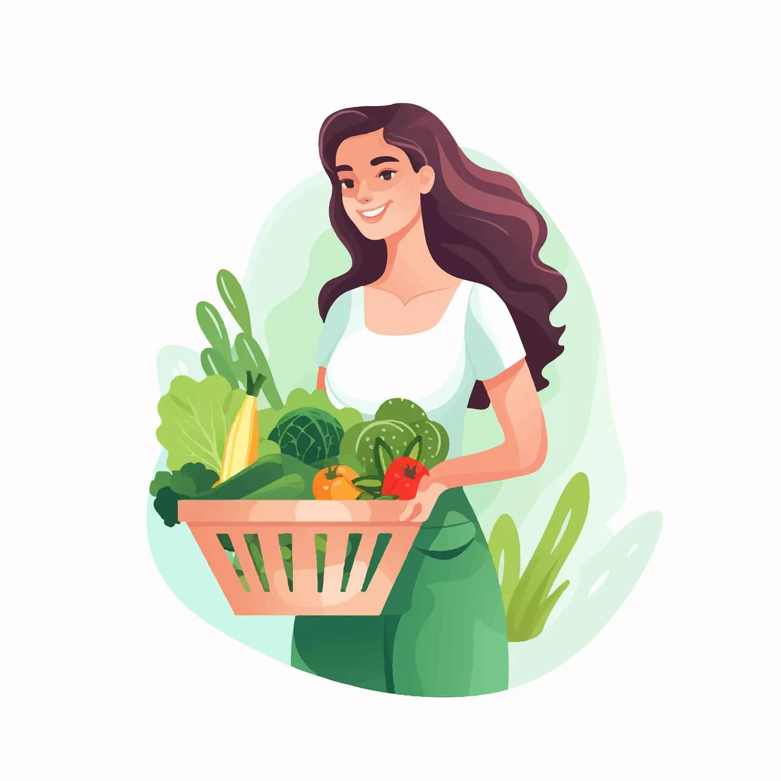 Woman Shopping for Fresh Ingredients Illustration — free download from Dotvec