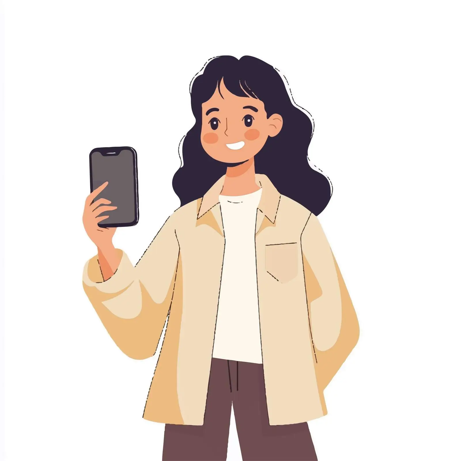 Happy Woman Using Smartphone for Social Media — free download from Dotvec