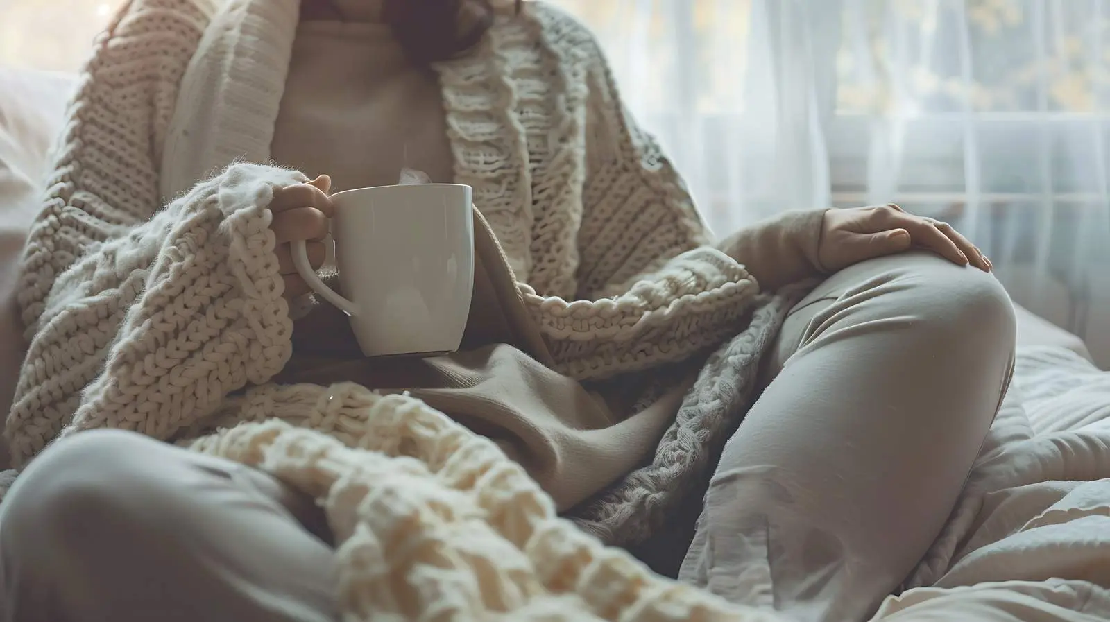 Cozy Woman in Bed with Coffee Mug — free download from Dotvec