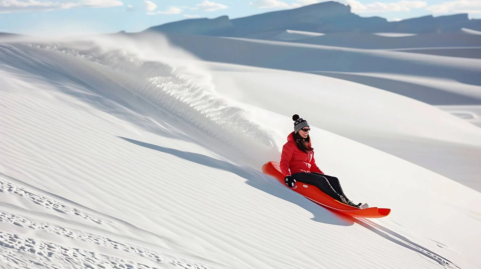 Thrilling Sand Sledding at White Sands — free download from Dotvec