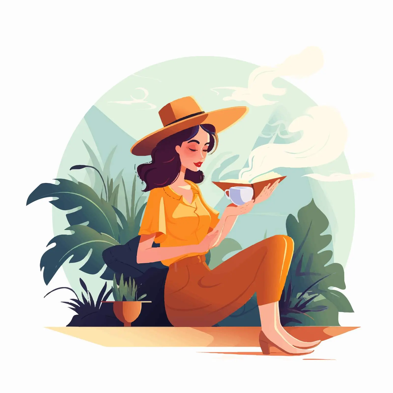 Woman Smoker Reading a Book with Cigarette — free download from Dotvec