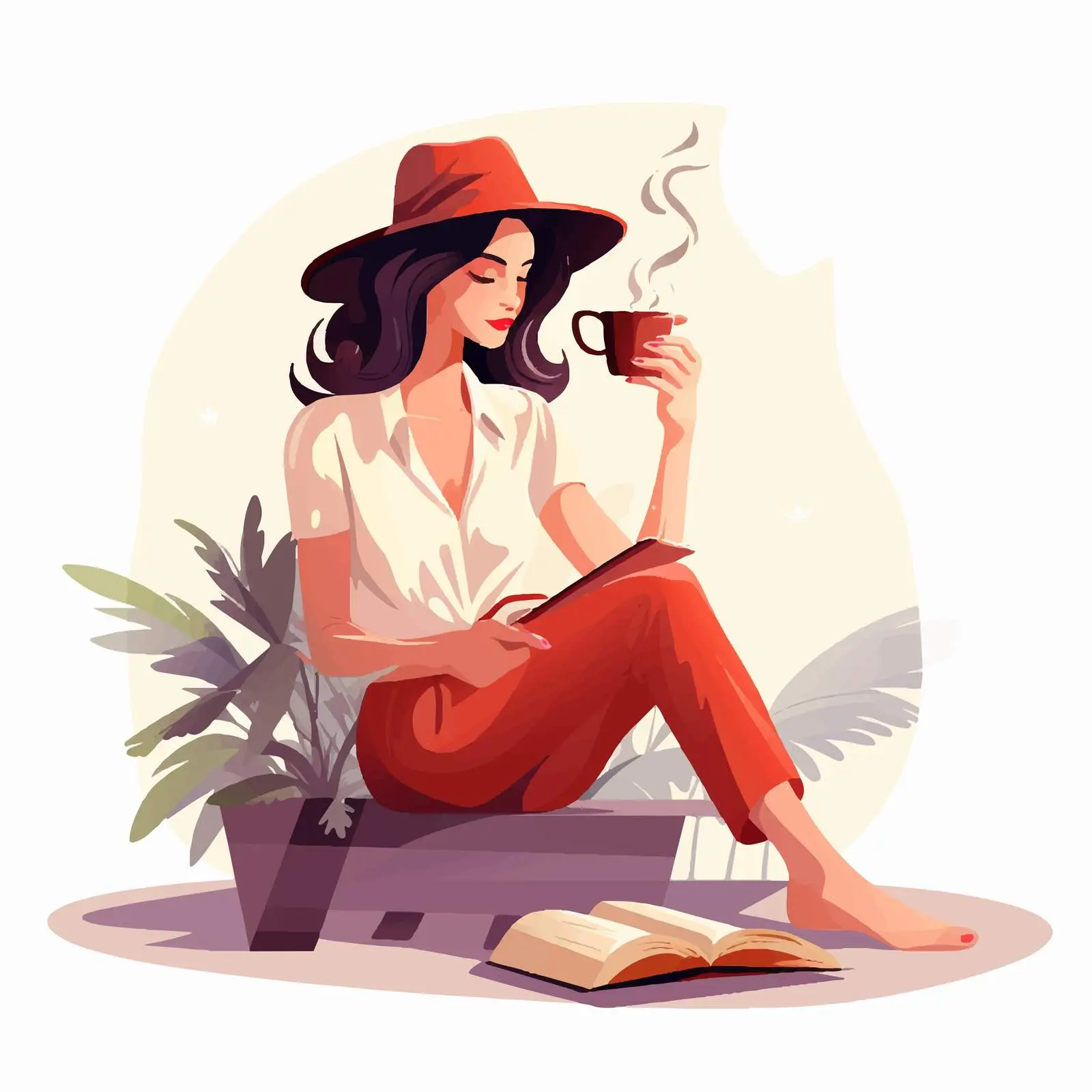 Woman Smoker Reading Book with Cigarette — free download from Dotvec