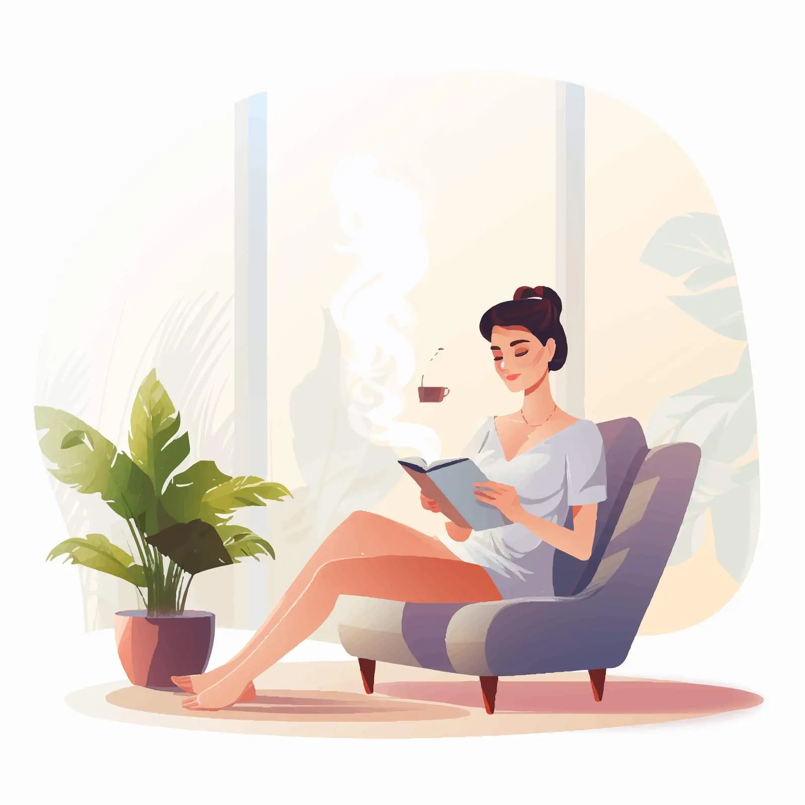 Woman Smoking Cigarette while Reading a Book — free download from Dotvec