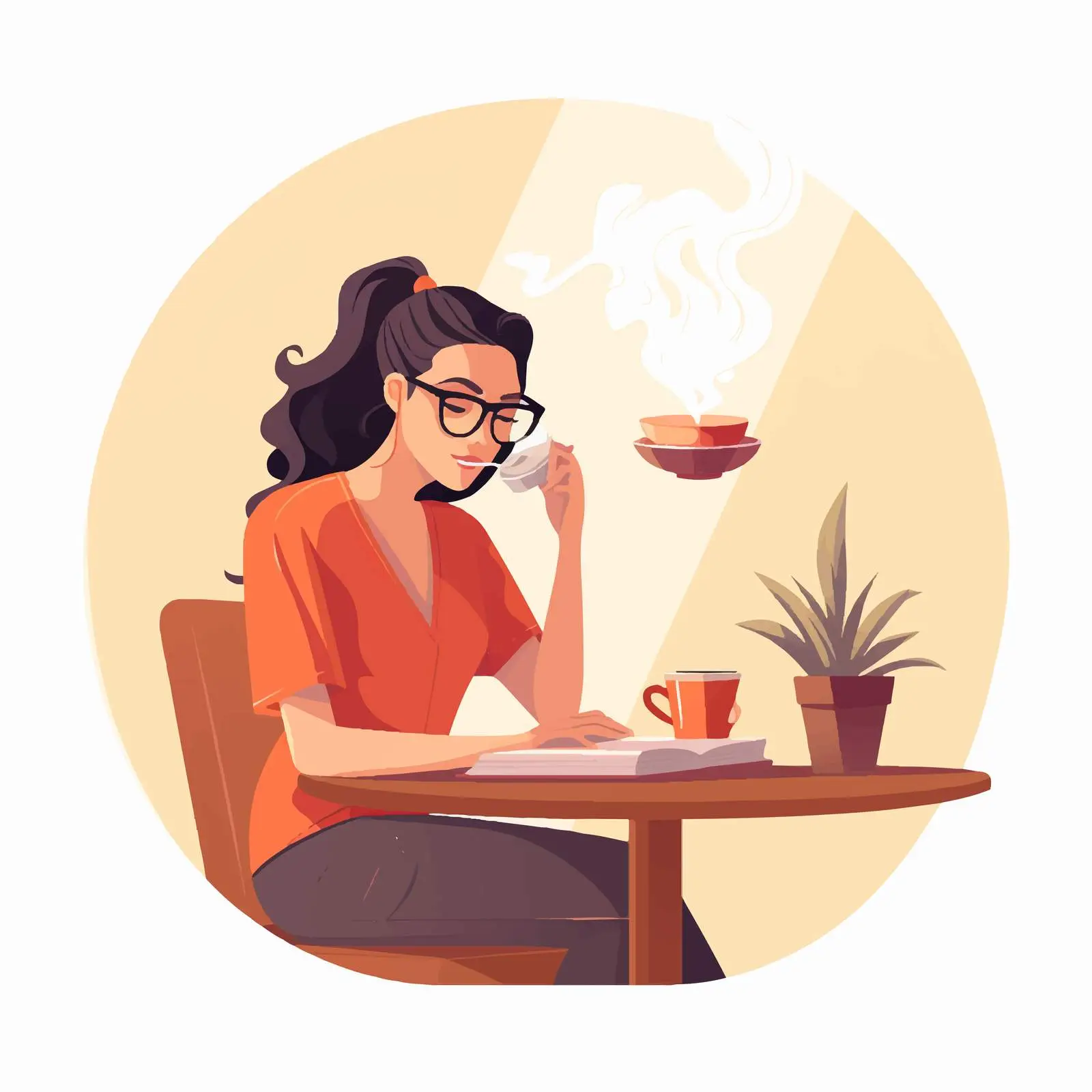 Woman Smoking Cigarette While Reading Book — free download from Dotvec