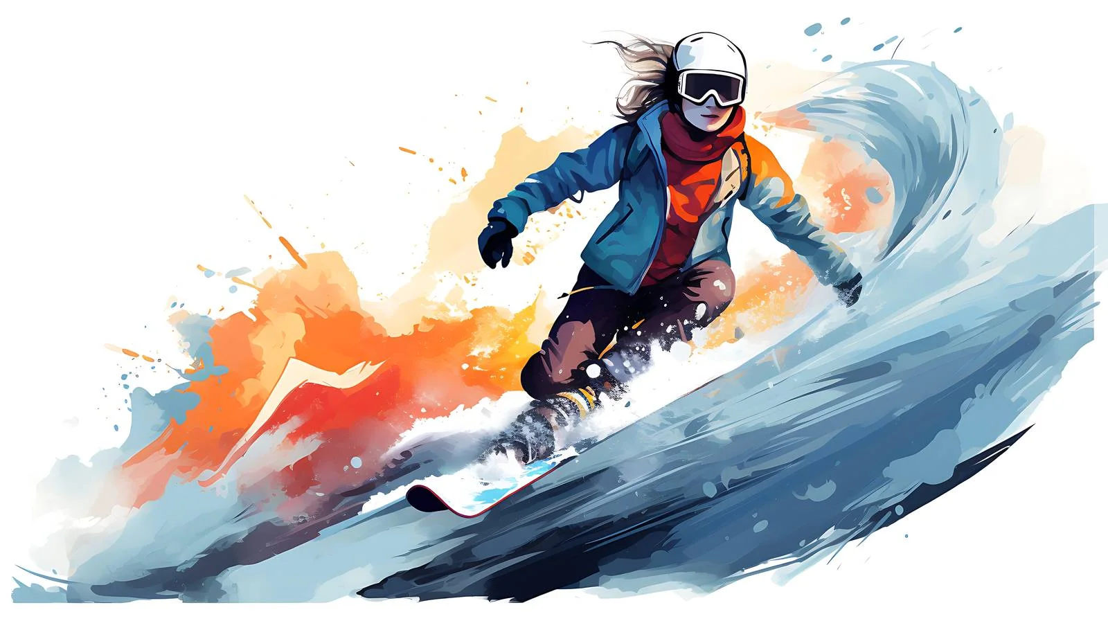 Female Snowboarder in Mountain Landscape — free download from Dotvec