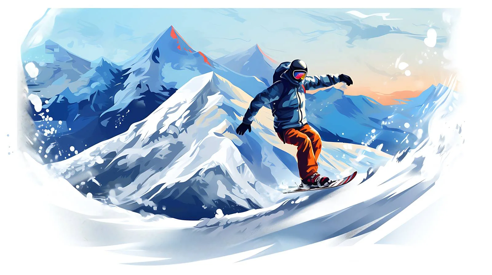 Mountain snowboarding woman on white background — free download from Dotvec