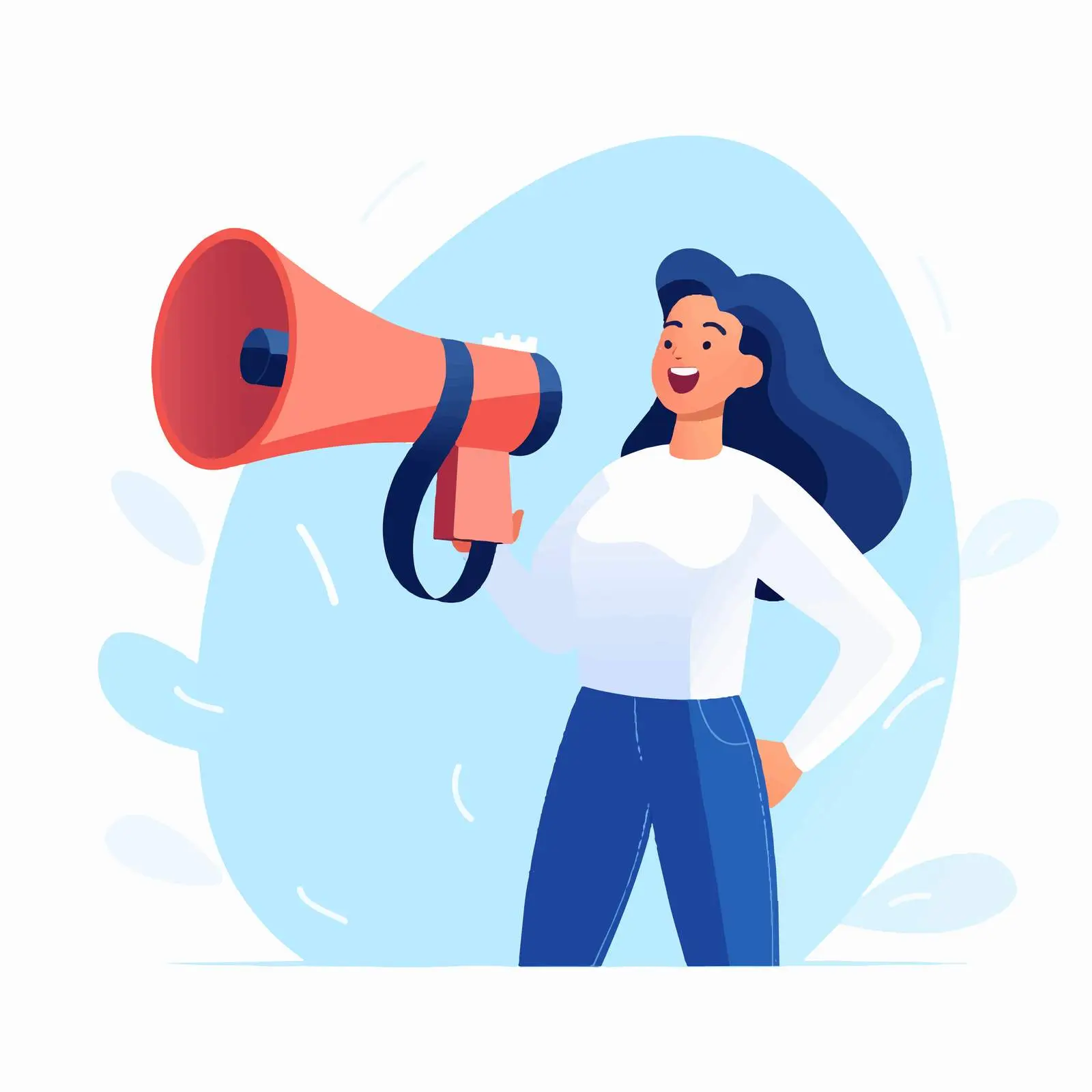 Happy Woman with Loudspeaker Vector Image — free download from Dotvec
