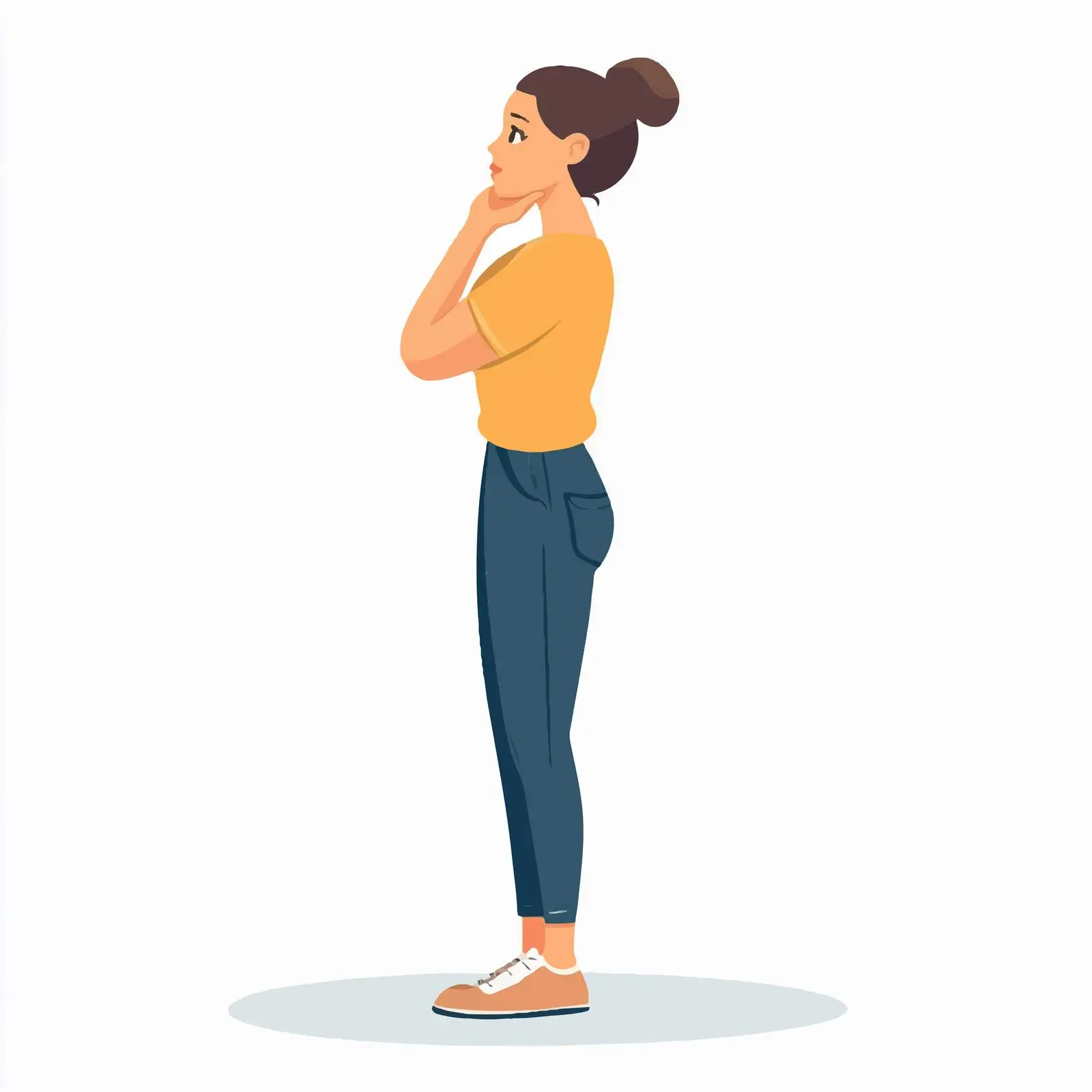 Curious Woman Thinking with Hand on Chin — free download from Dotvec