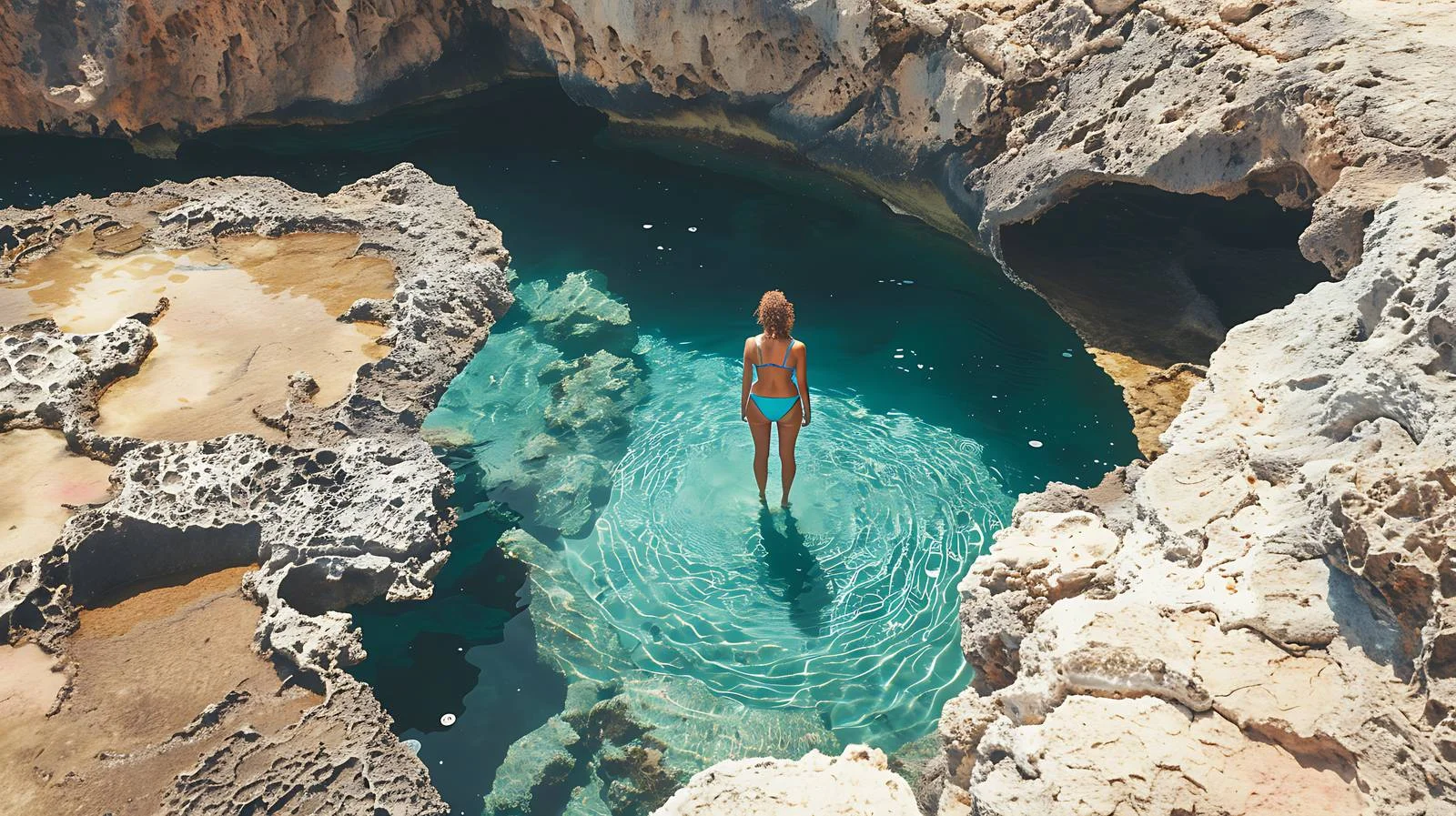 Serene Woman at Natural Pool, Arikok National Park — free download from Dotvec