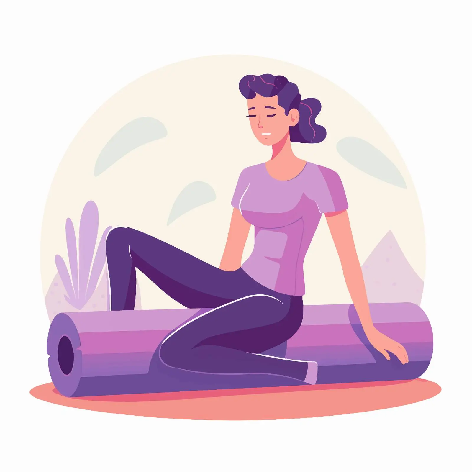 Woman Stretching on Mat with Foam Roller – free vitality image from Dotvec