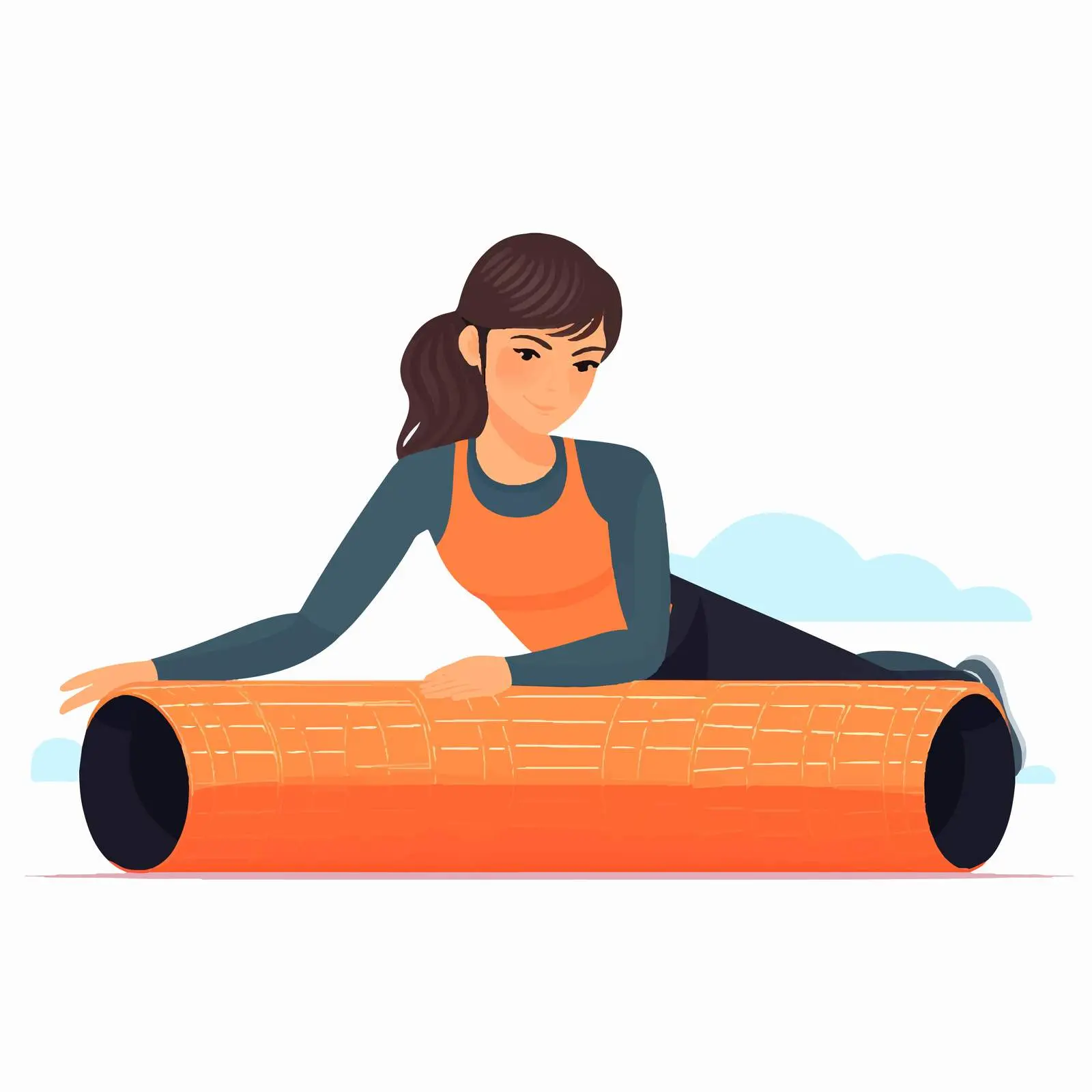 Woman Stretching on Mat with Foam Roller — free download from Dotvec