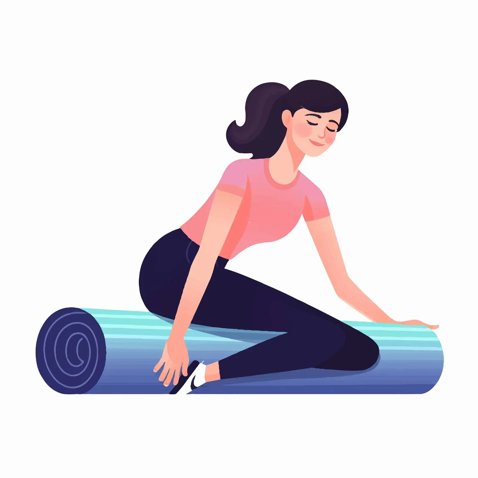 Woman Stretching on Mat with Foam Roller – free vitality image from Dotvec