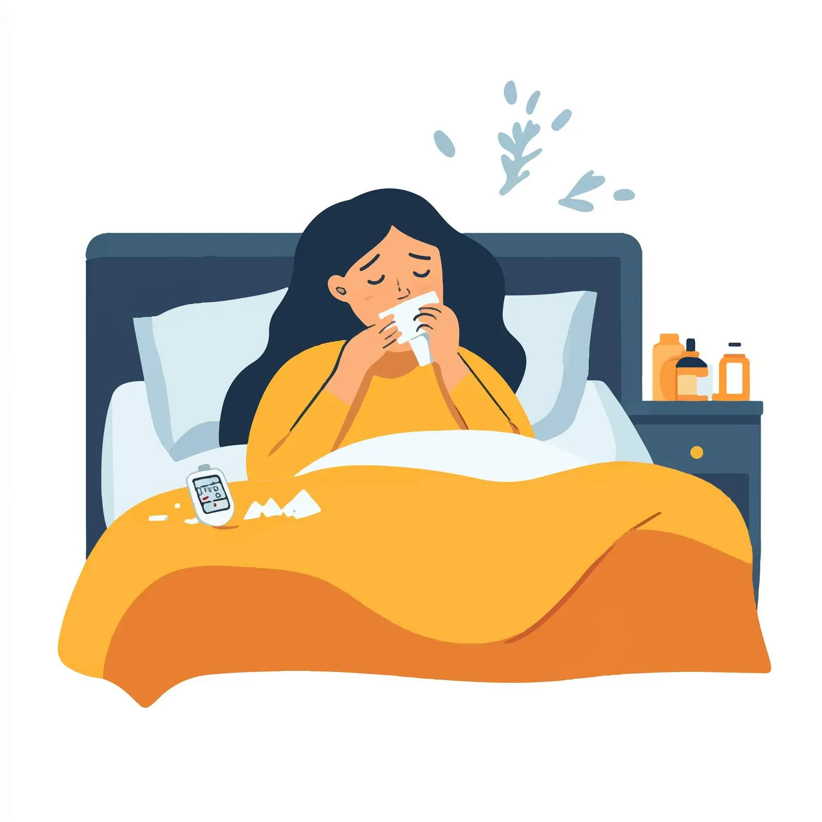 Woman Suffering from Flu in Bed — free download from Dotvec