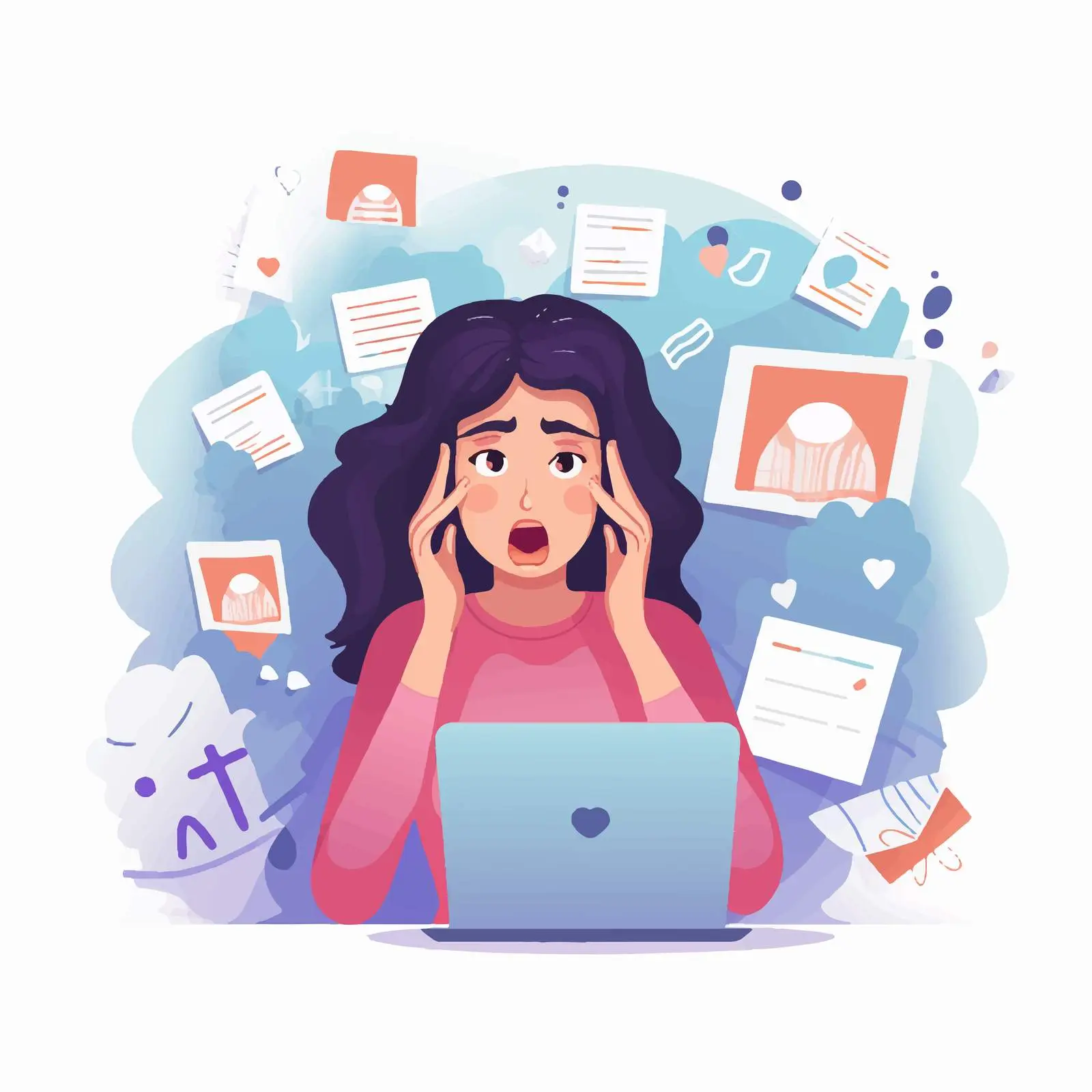Woman Experiencing Panic Attack from Online News — free download from Dotvec