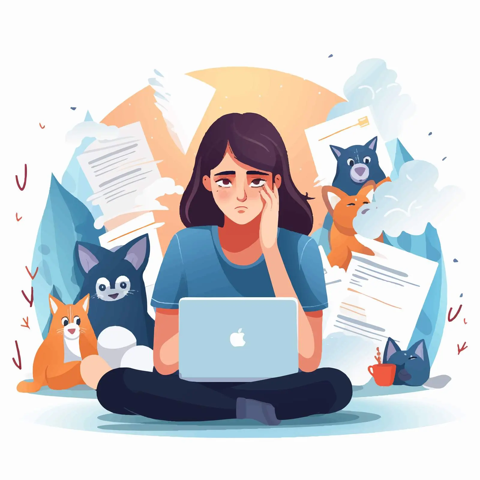 Woman Experiencing Panic Attack from Online News — free download from Dotvec