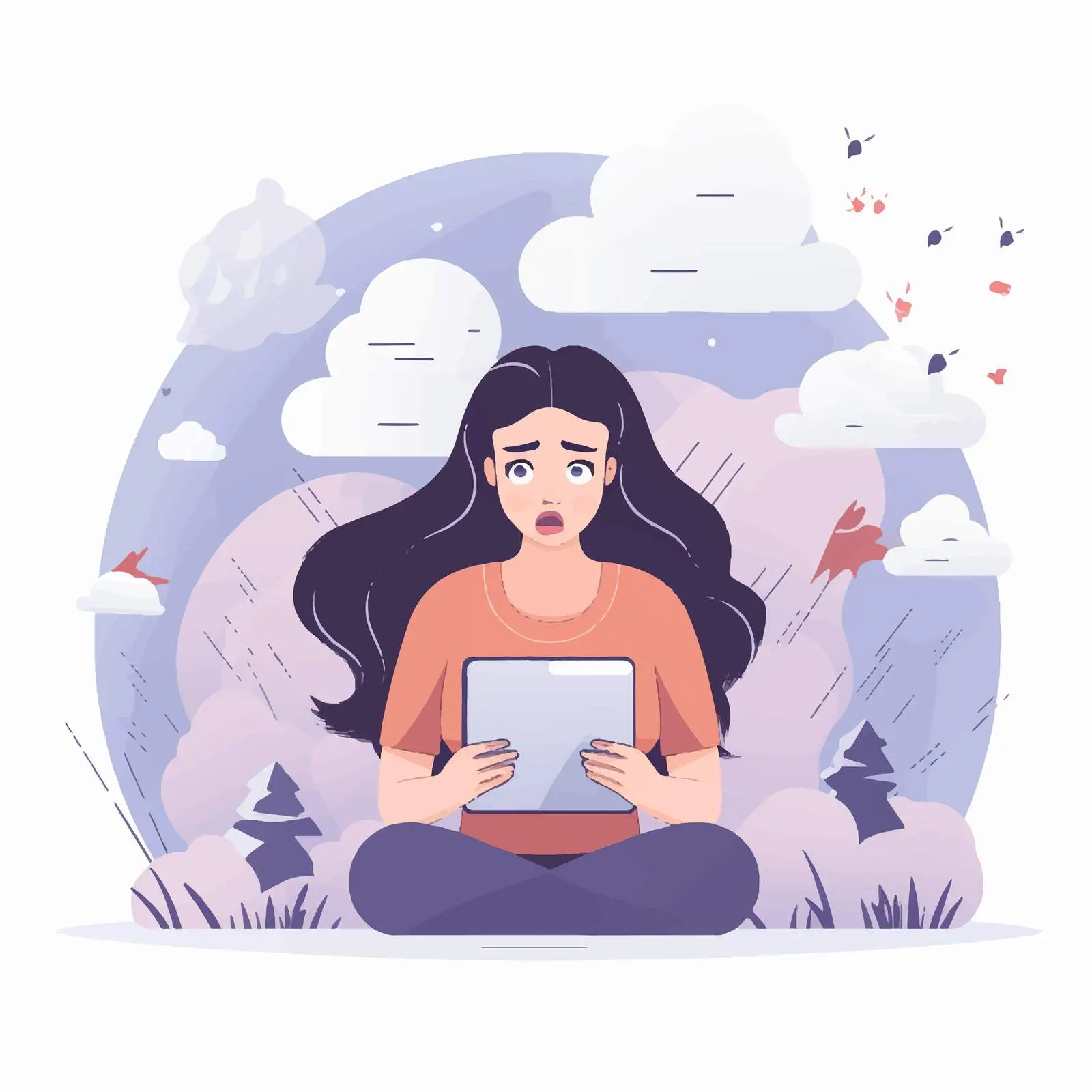 Woman Experiencing Panic Attack from News Online – free overwhelmed image from Dotvec