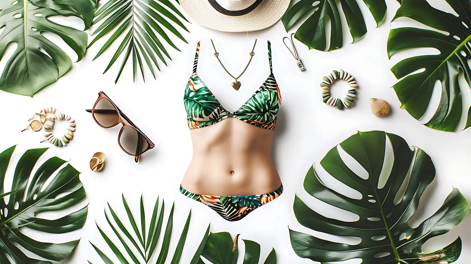 Summer Bikini Swimsuit and Accessories Collage — free download from Dotvec
