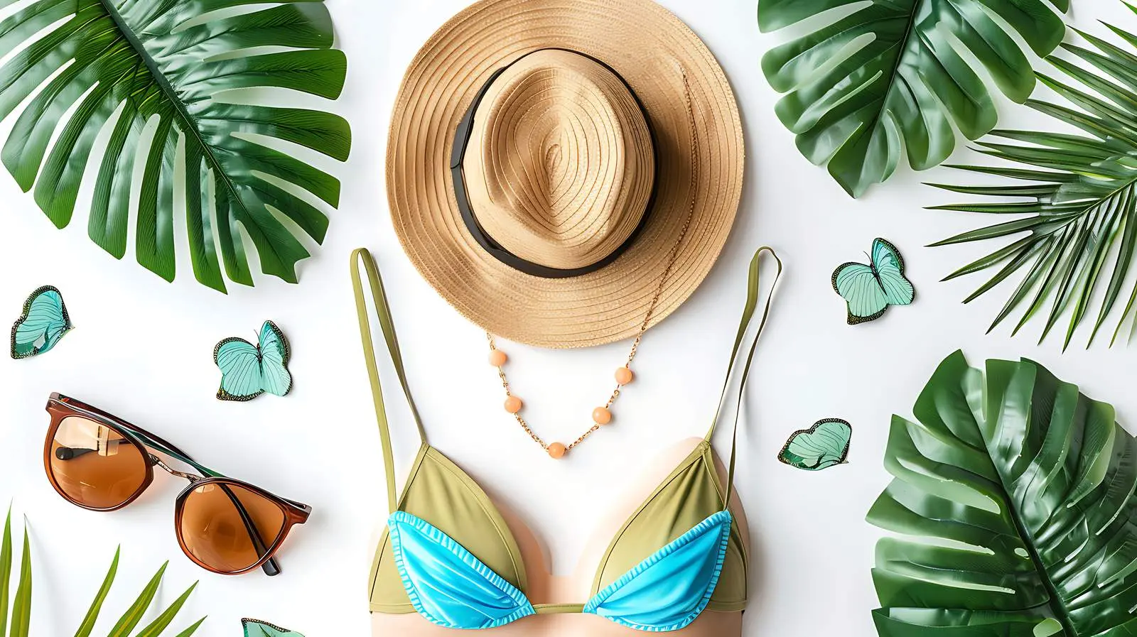 Summer Bikini Swimsuit and Accessories Collage — free download from Dotvec