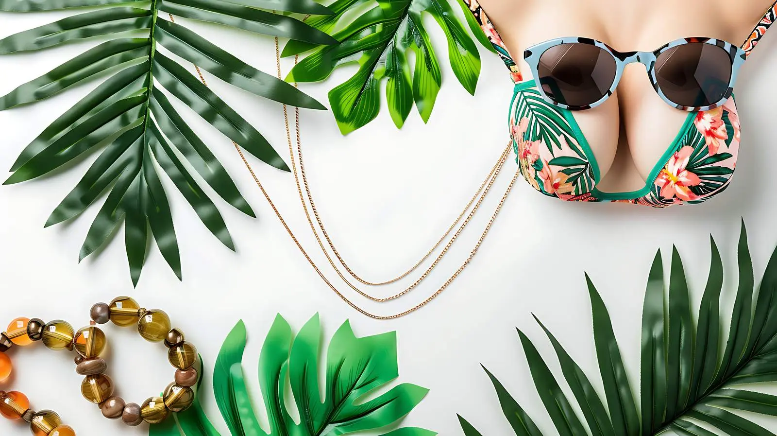 Summer Bikini Swimsuit and Accessories Collage — free download from Dotvec