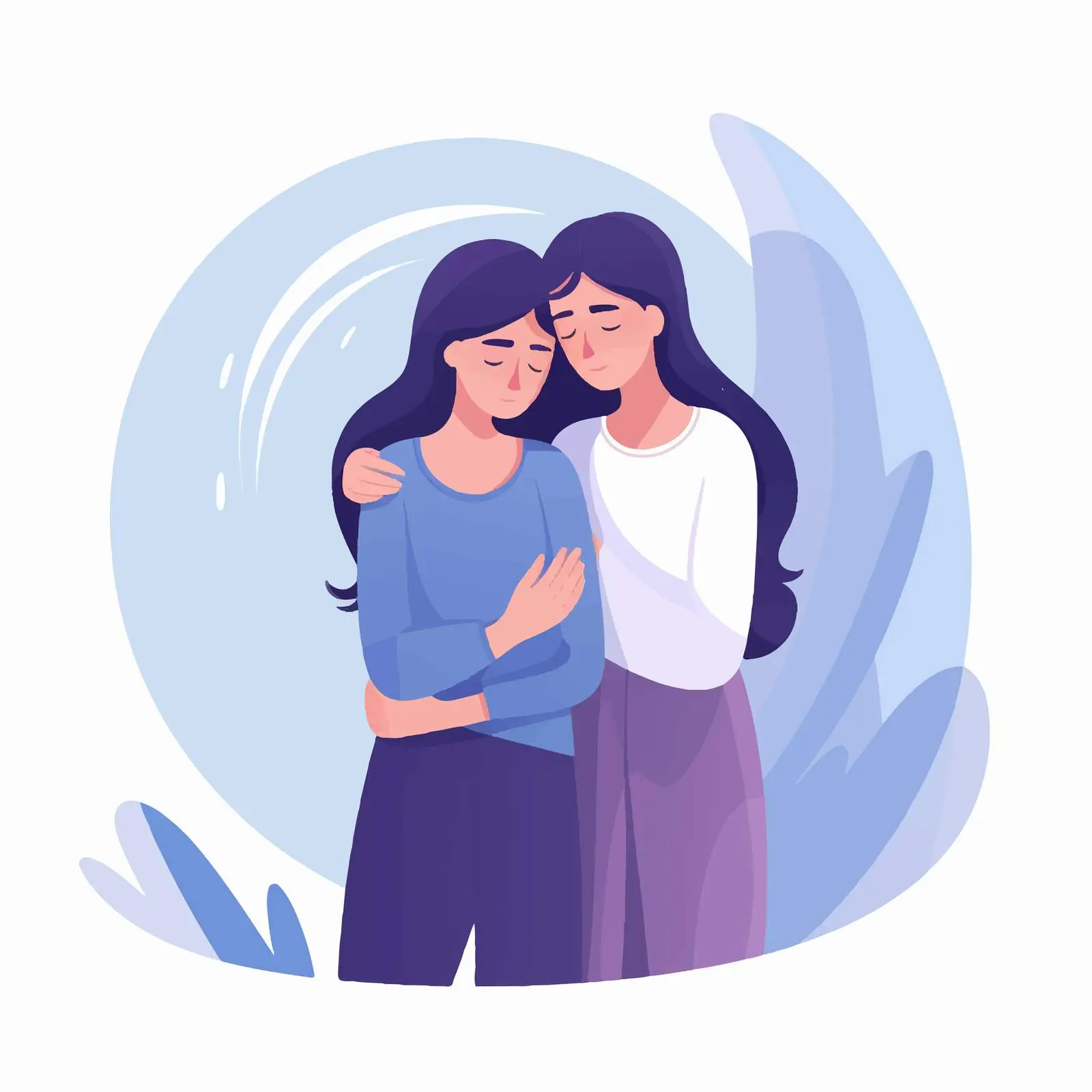 Supportive Woman Comforting Crying Girl Friend – free reassurance image from Dotvec