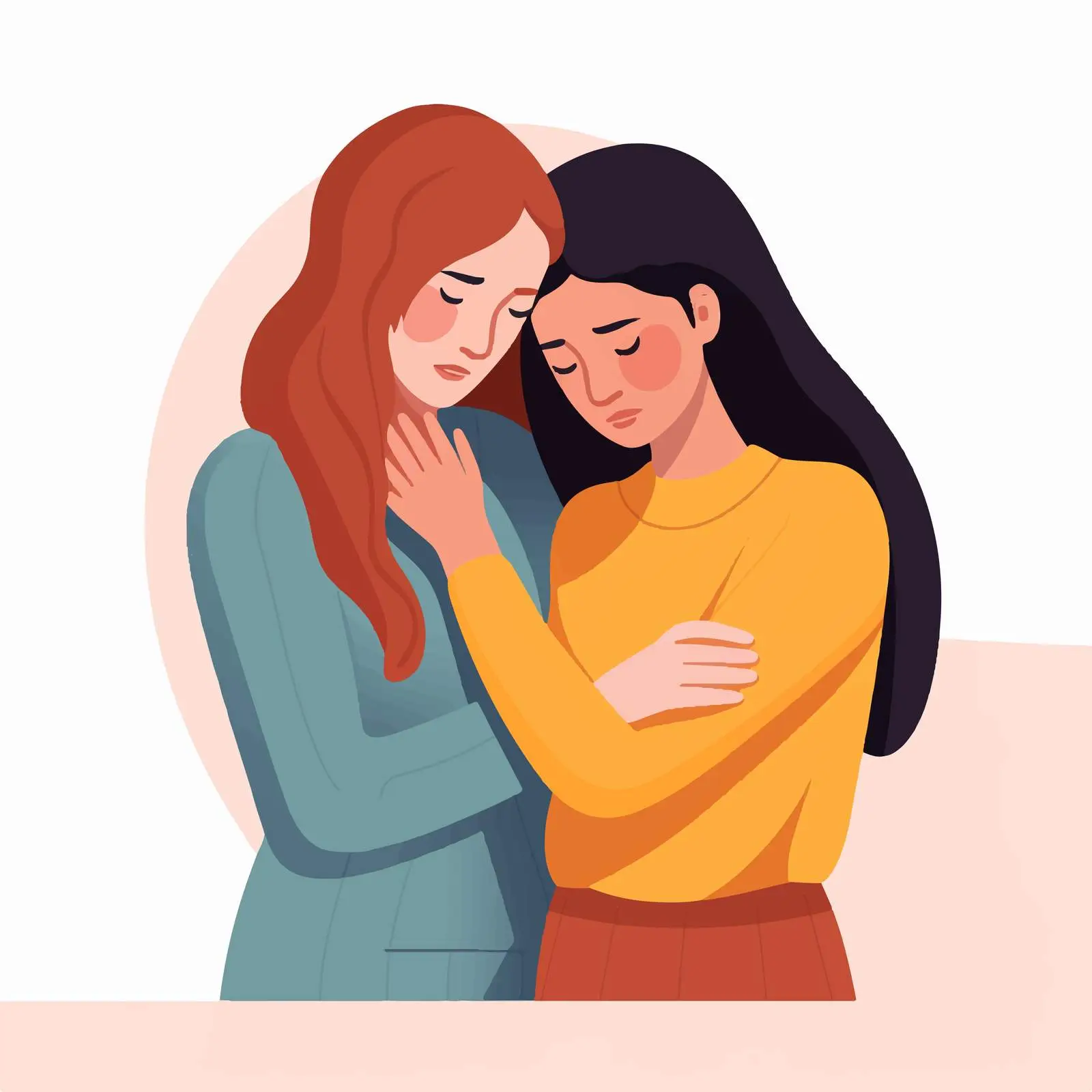 Supportive Friend Comforting Sad Girl – free reassurance image from Dotvec