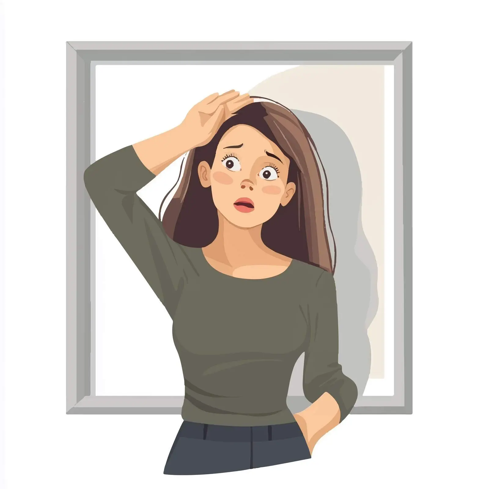 Surprised Woman Touching Head in Confusion – free facepalm image from Dotvec