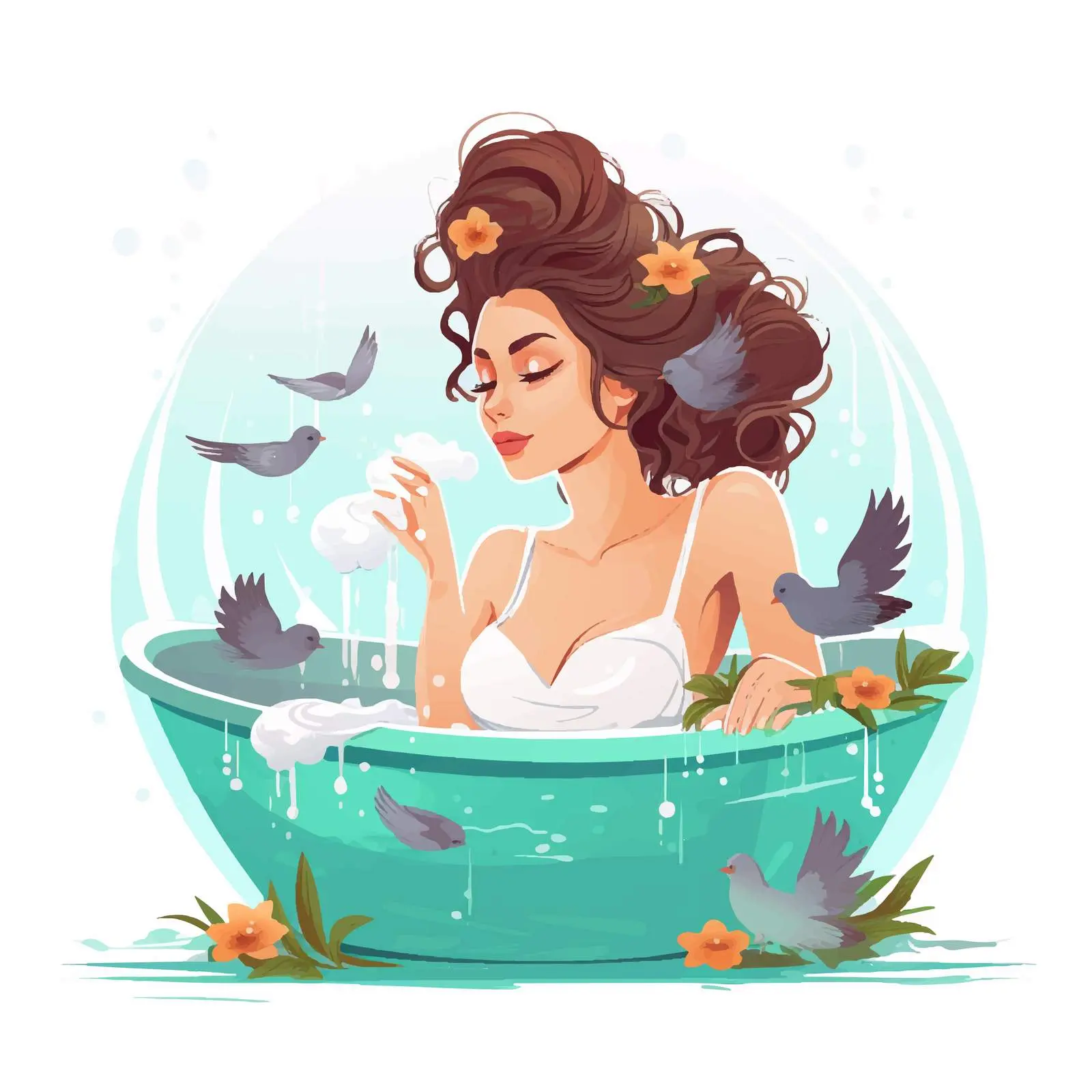 Woman Enjoying a Relaxing Bath Illustration — free download from Dotvec