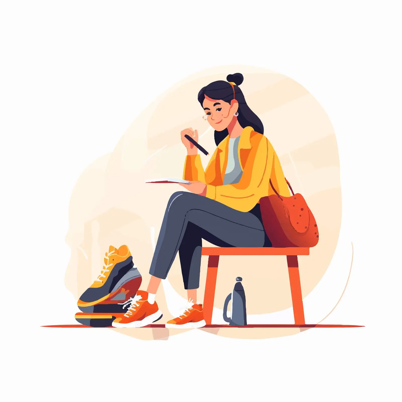 Young Girl Trying on Shoes with Shoehorn — free download from Dotvec