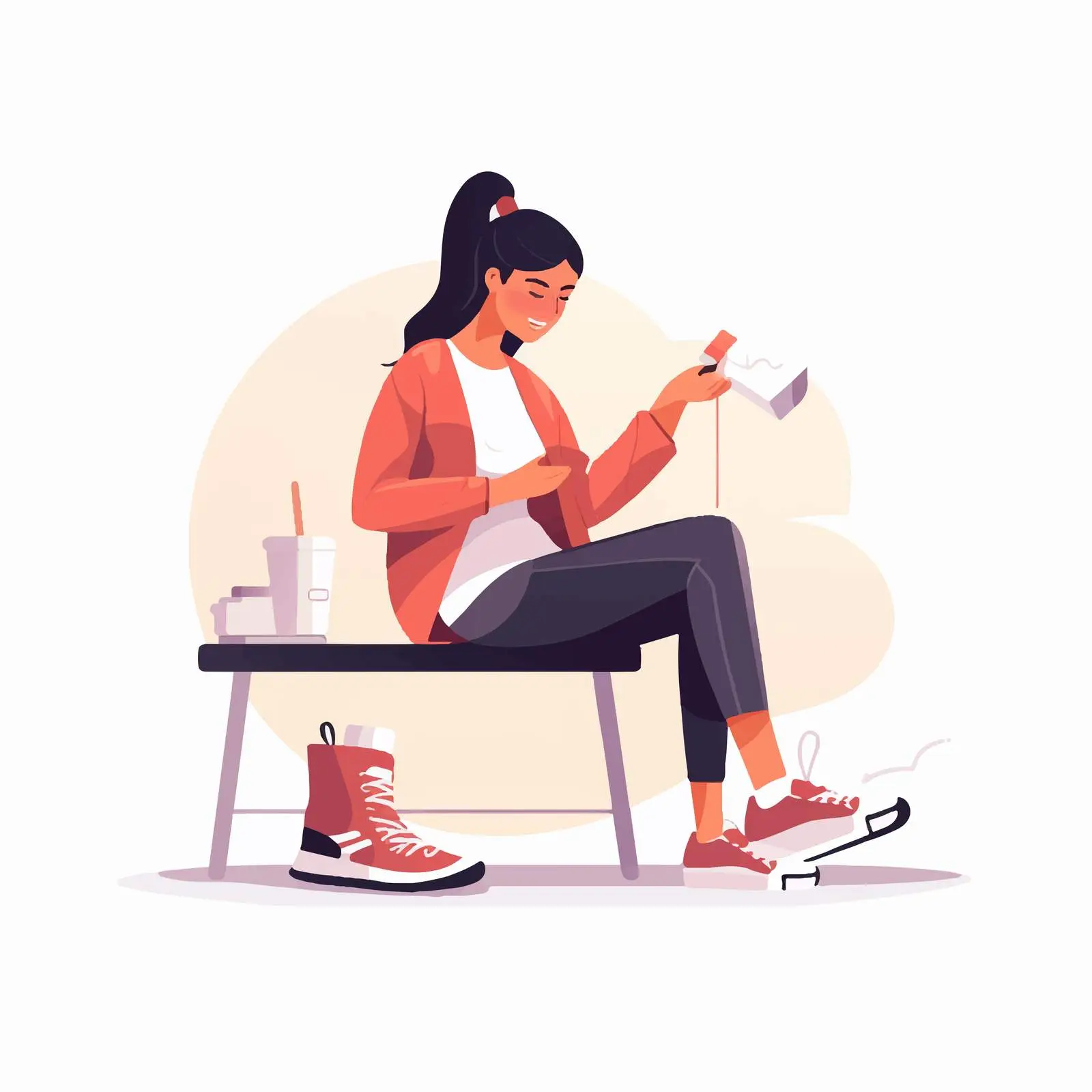 Young Girl Trying on Shoes with Shoehorn — free download from Dotvec