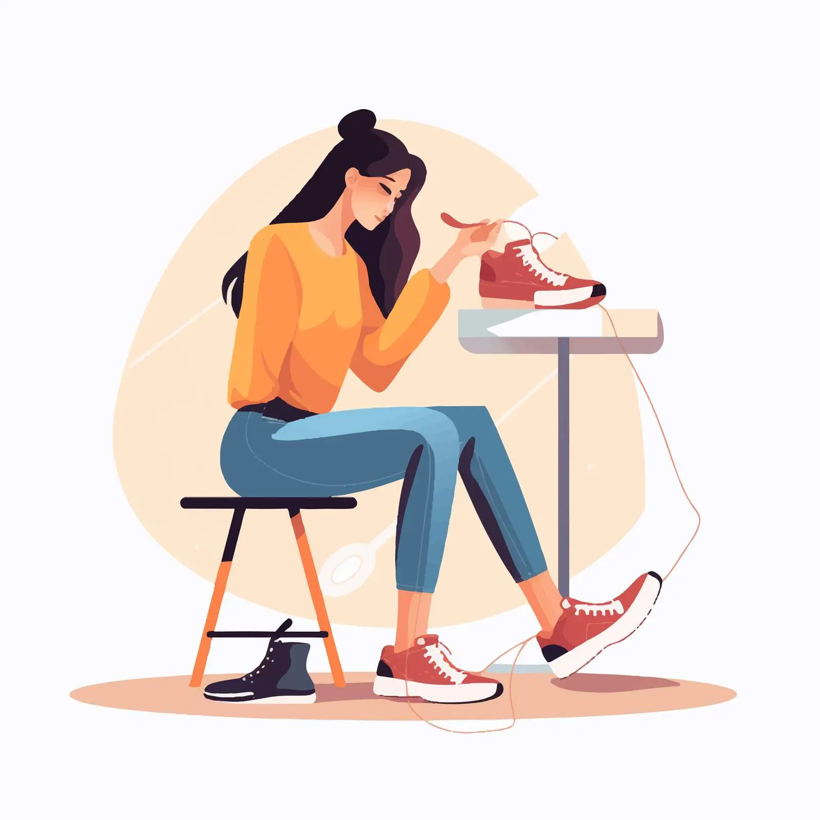 Young Girl Trying on Shoes with Shoehorn – free fitting image from Dotvec