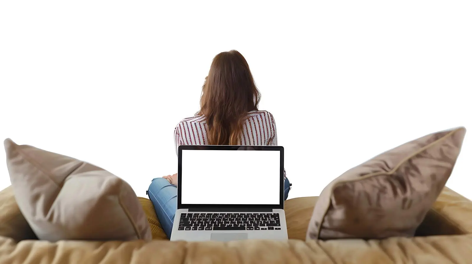 Woman Relaxing on Sofa with Laptop – free video image from Dotvec