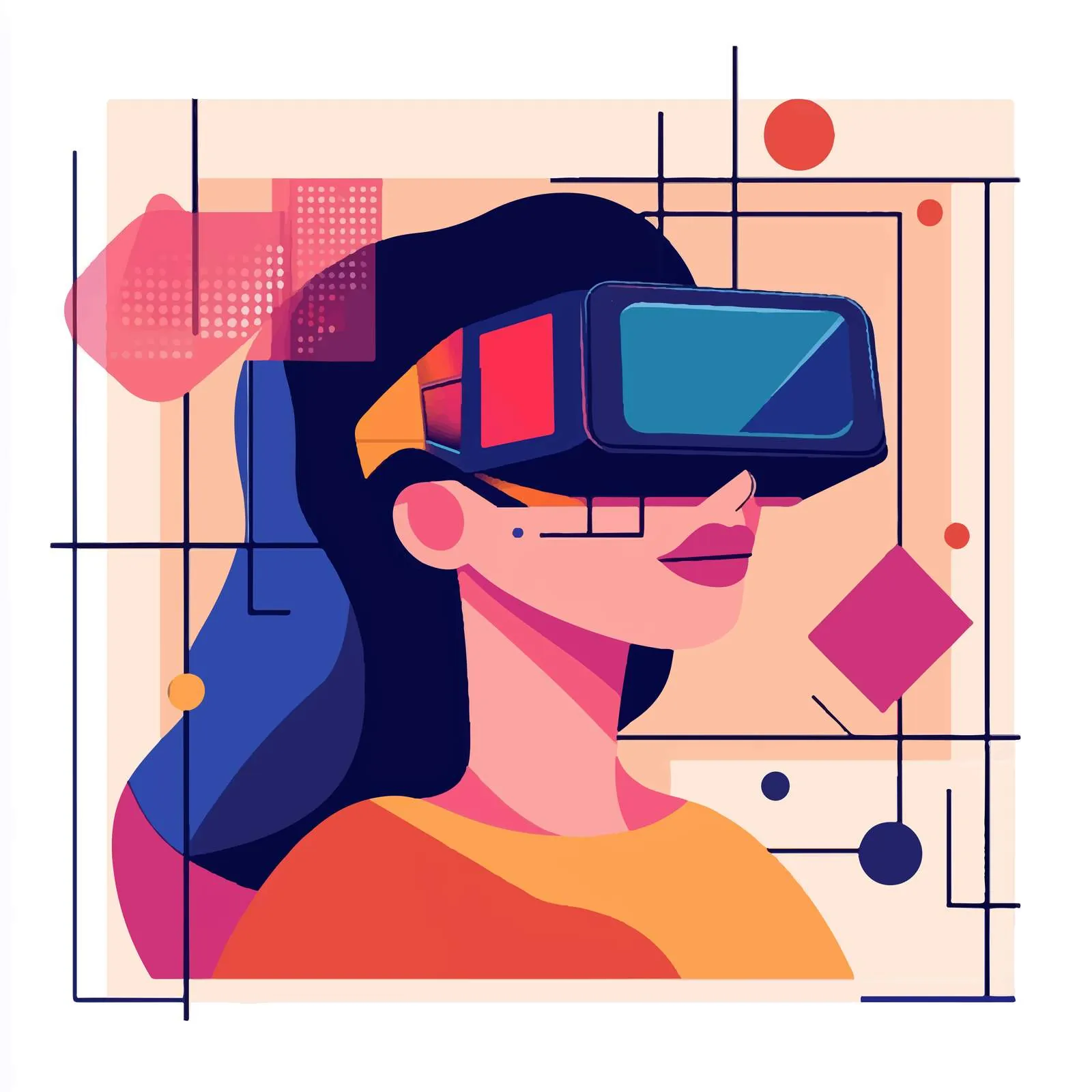 Woman Engaging in the Metaverse - Flat Vector Design — free download from Dotvec