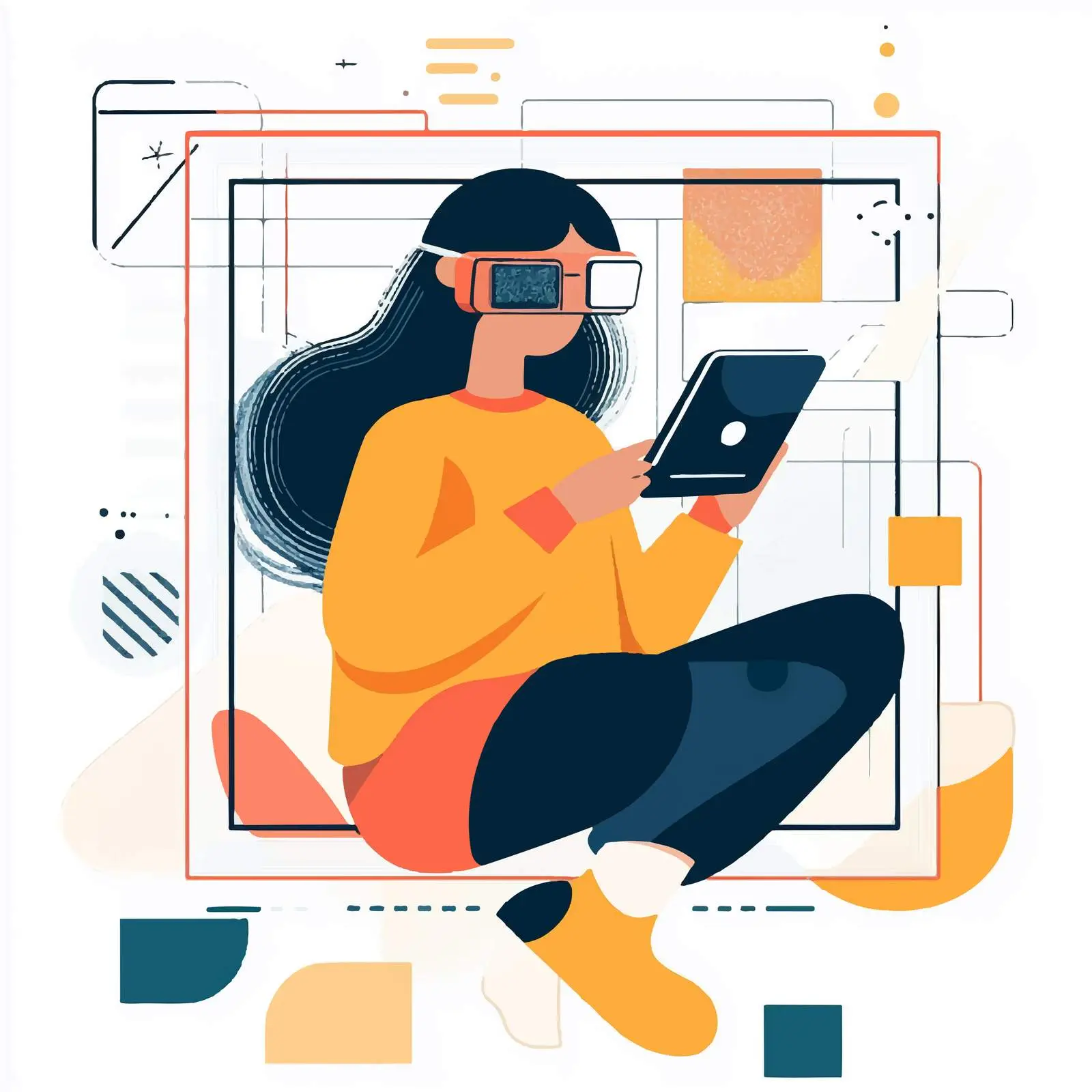 Woman Engaging with Metaverse in Vector Art — free download from Dotvec