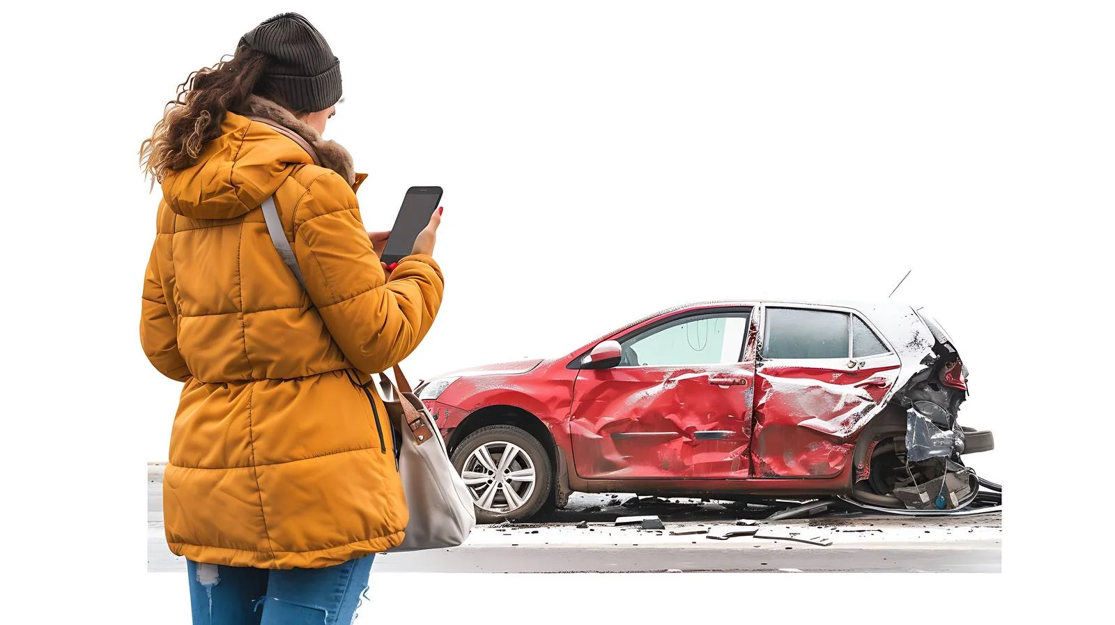 Woman Using Mobile Phone in Broken Room — free download from Dotvec