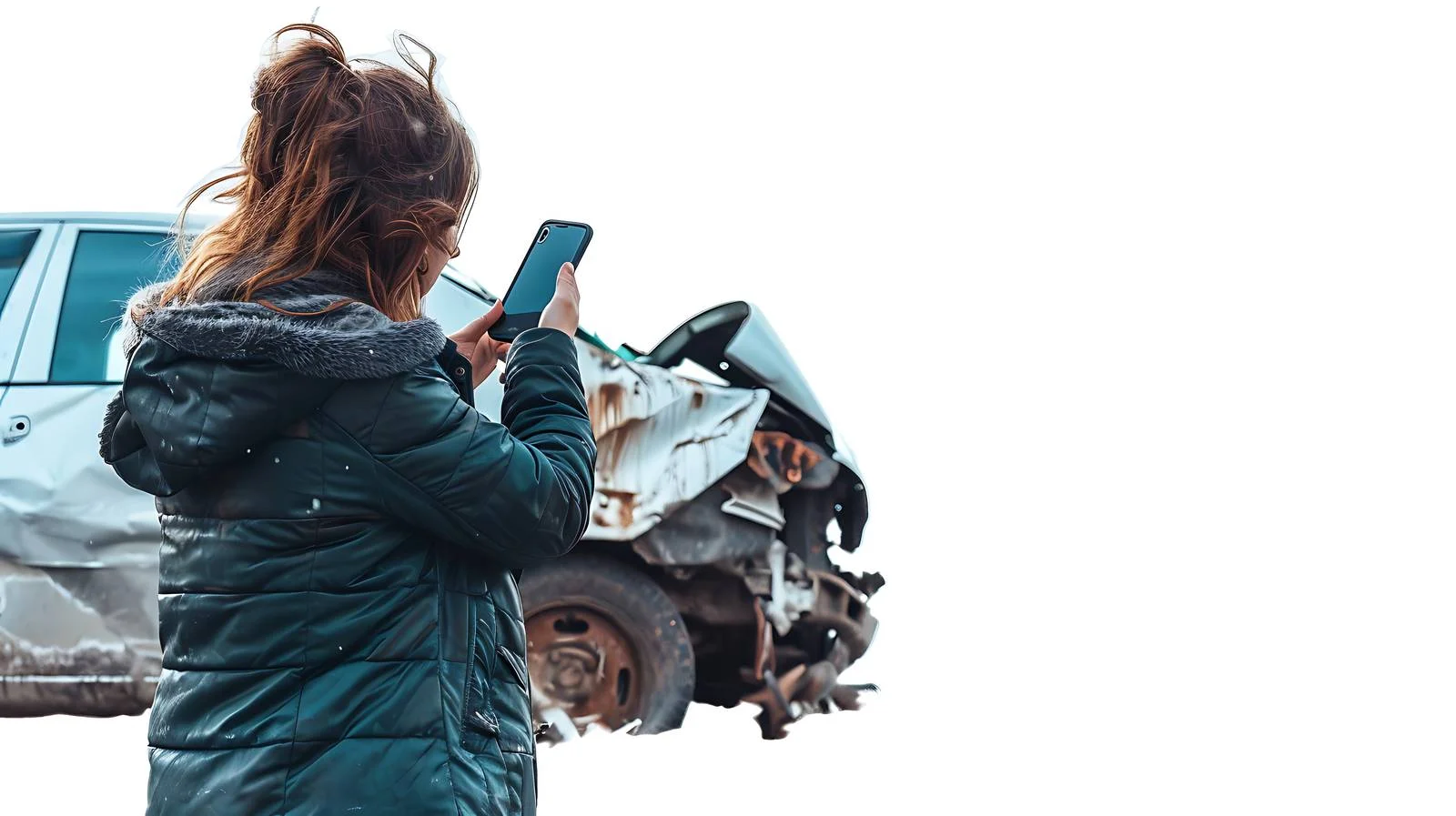 Woman Checking Broken Window while on Phone — free download from Dotvec