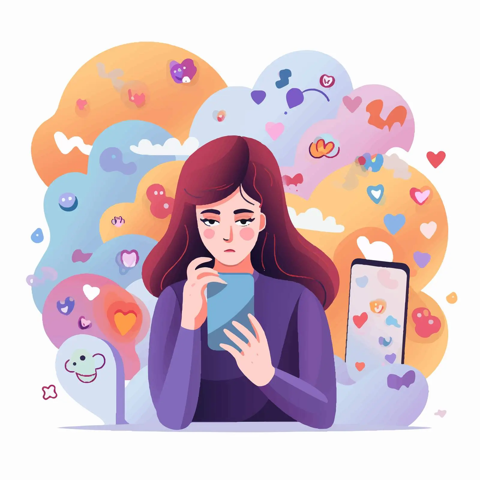 Woman Using Smartphone Isolated on White Background — free download from Dotvec