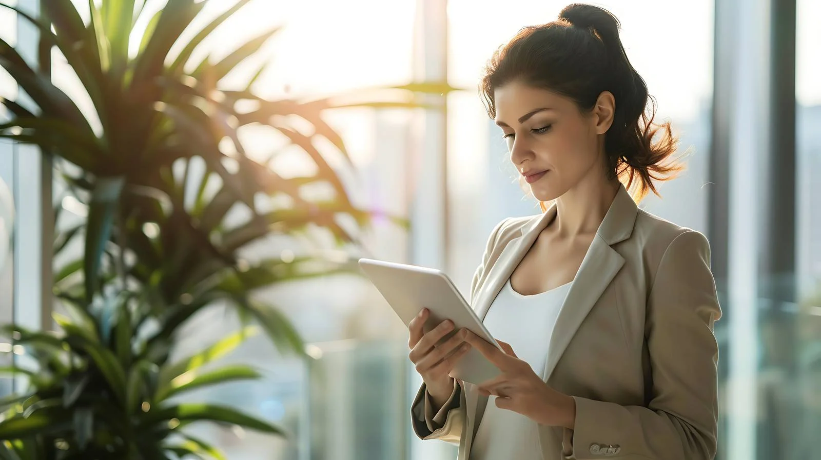 Businesswoman with Tablet in Office — free download from Dotvec
