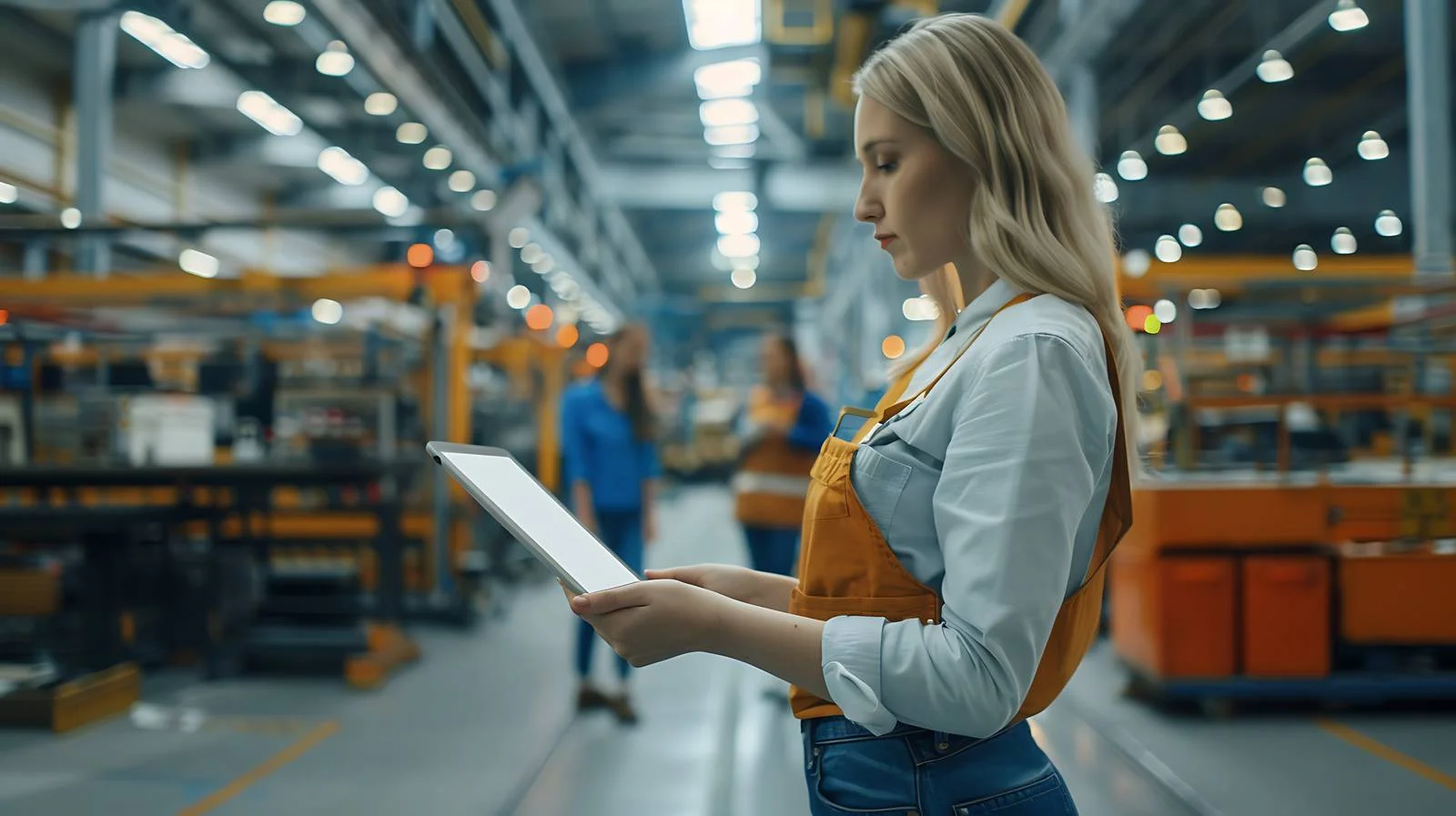 Woman with Tablet in Factory — free download from Dotvec