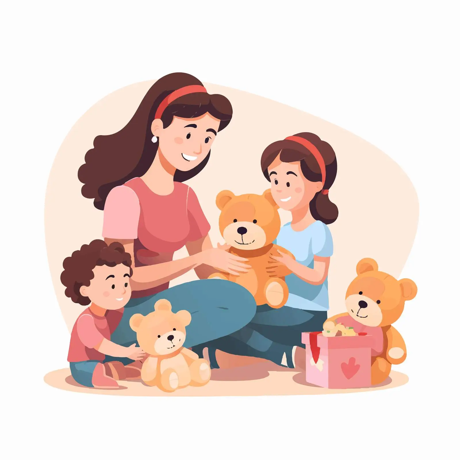 Volunteer Presenting Gift to Children — free download from Dotvec