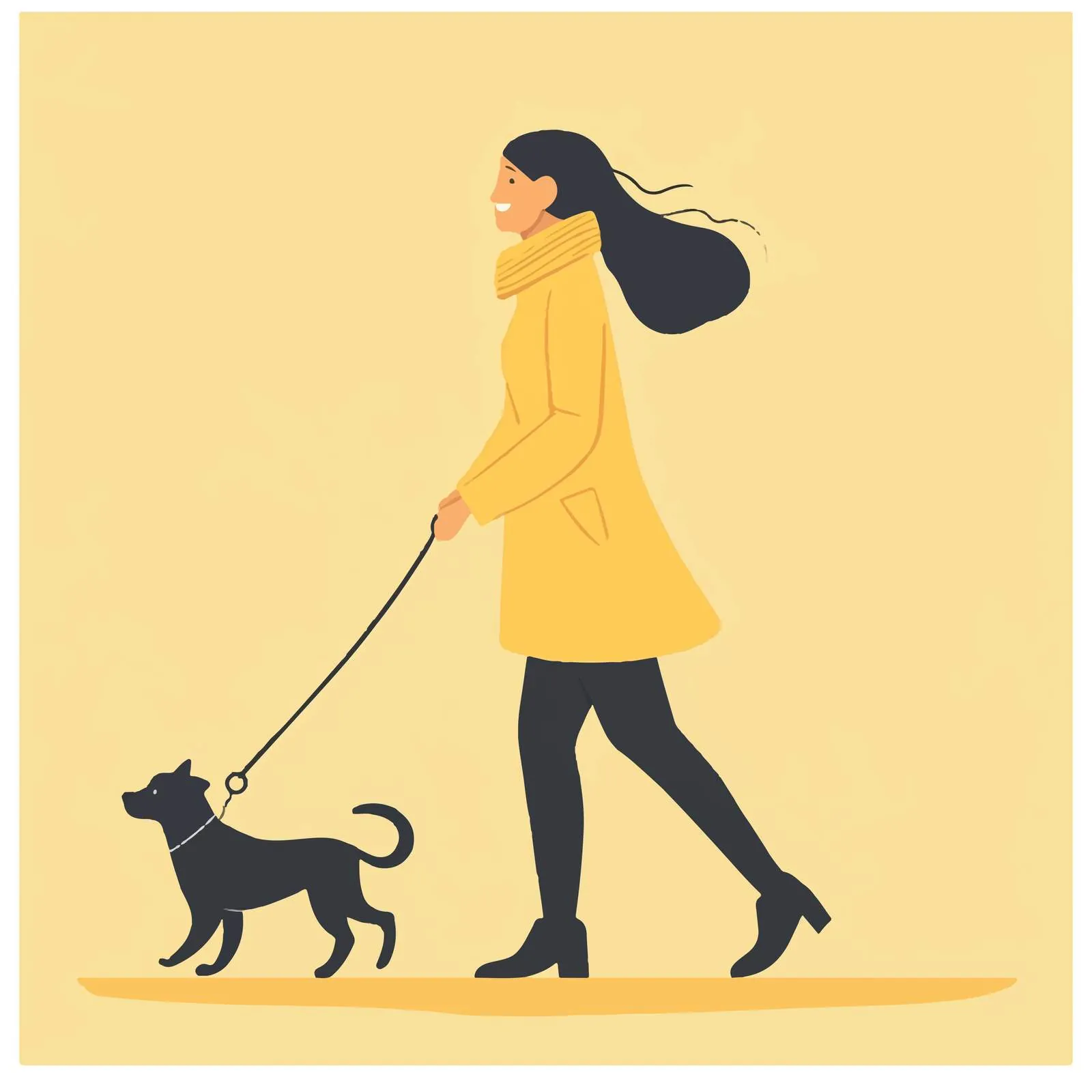 Woman Walking Dog with Leash Vector Illustration — free download from Dotvec