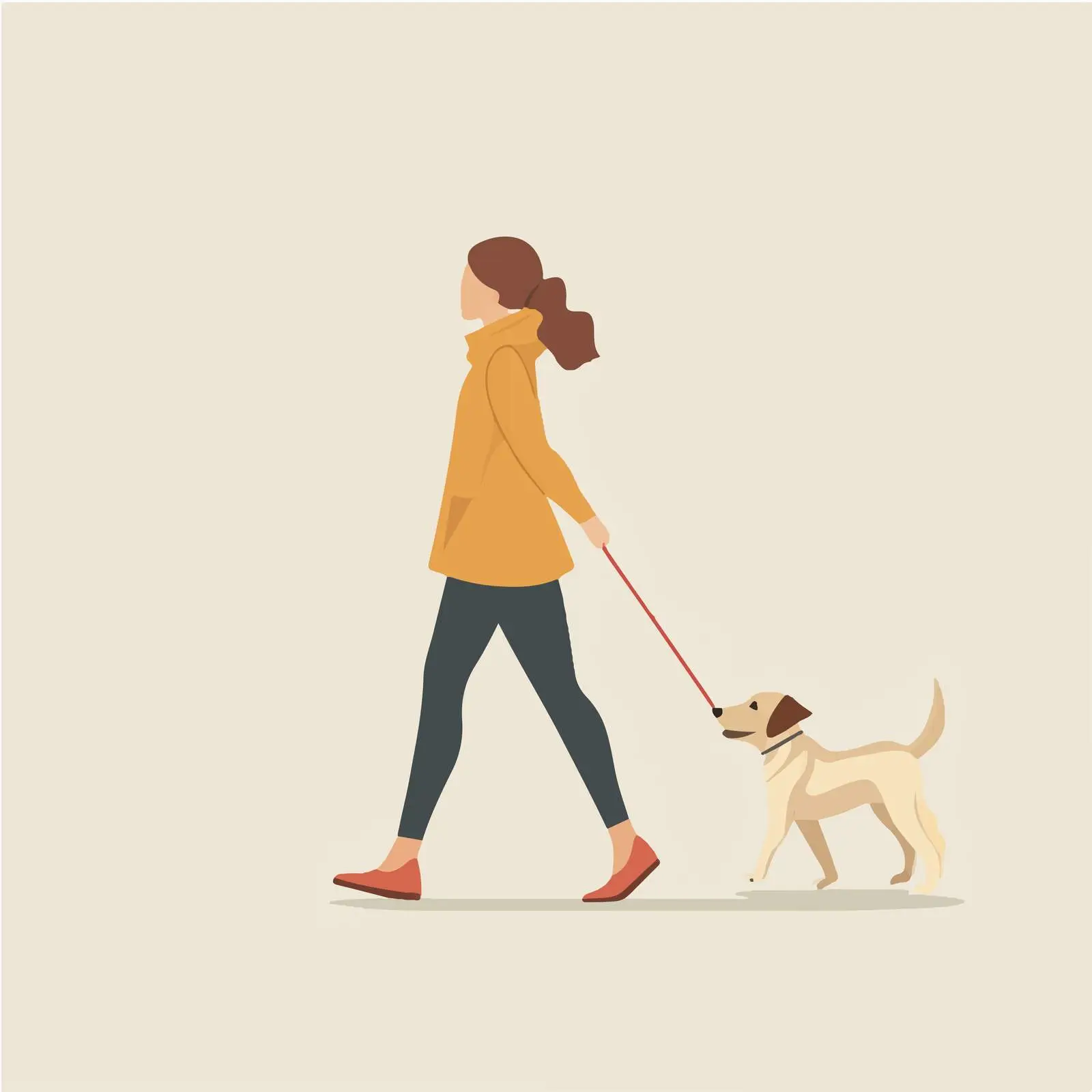 Woman Walking Dog with Leash Vector Illustration — free download from Dotvec
