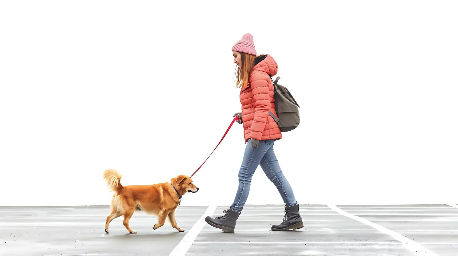 Woman with Dog in Parking Lot — free download from Dotvec