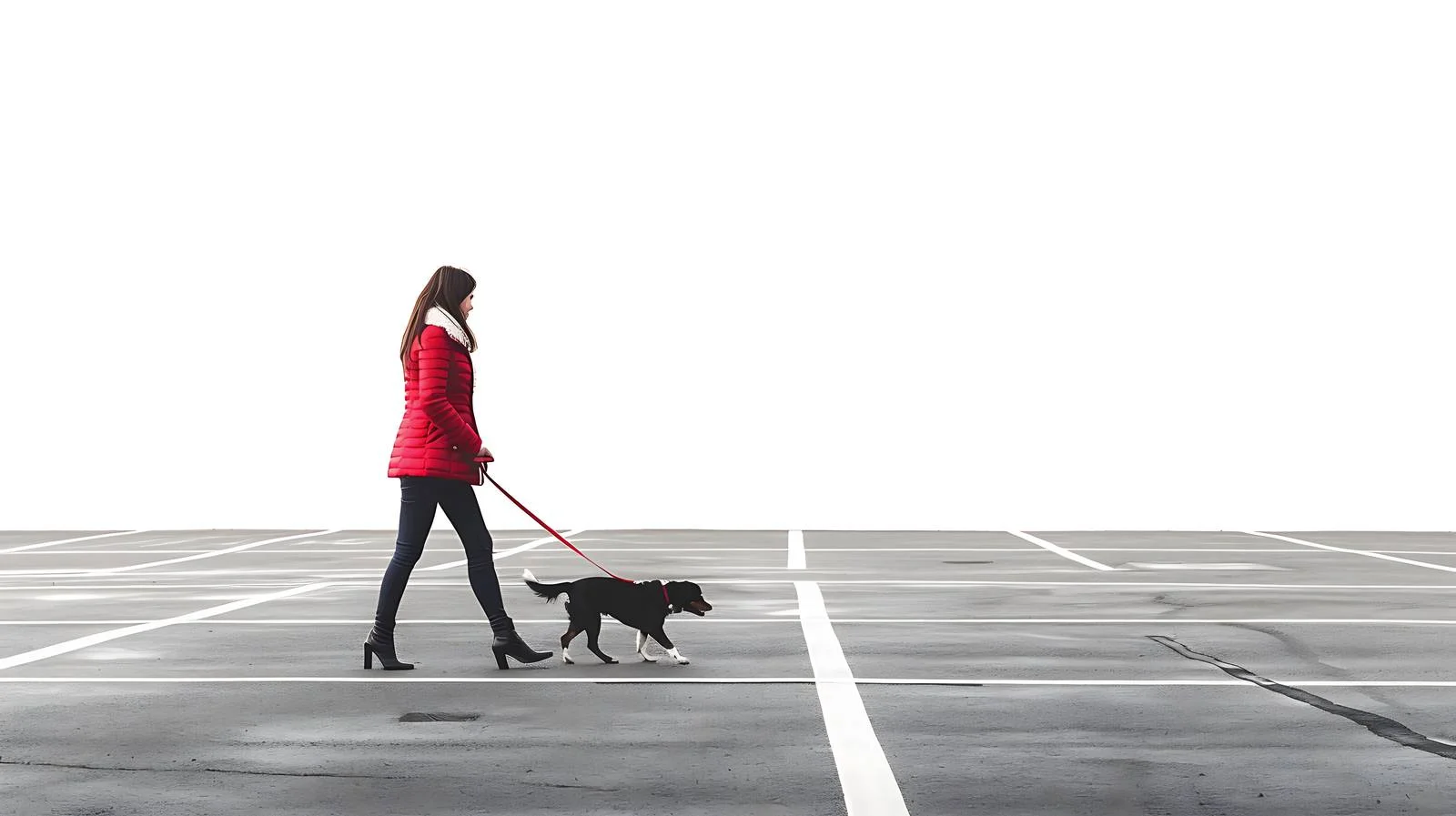 Woman with Dog in Parking Lot — free download from Dotvec